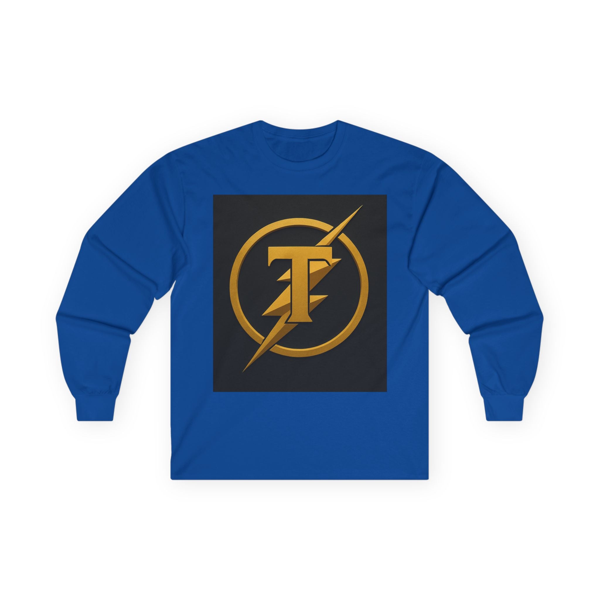 Golden Flash Logo Unisex Long Sleeve Tee, Graphic Tee for Superhero Fans, Perfect Gift for Birthdays, Comic Con, Casual Wear