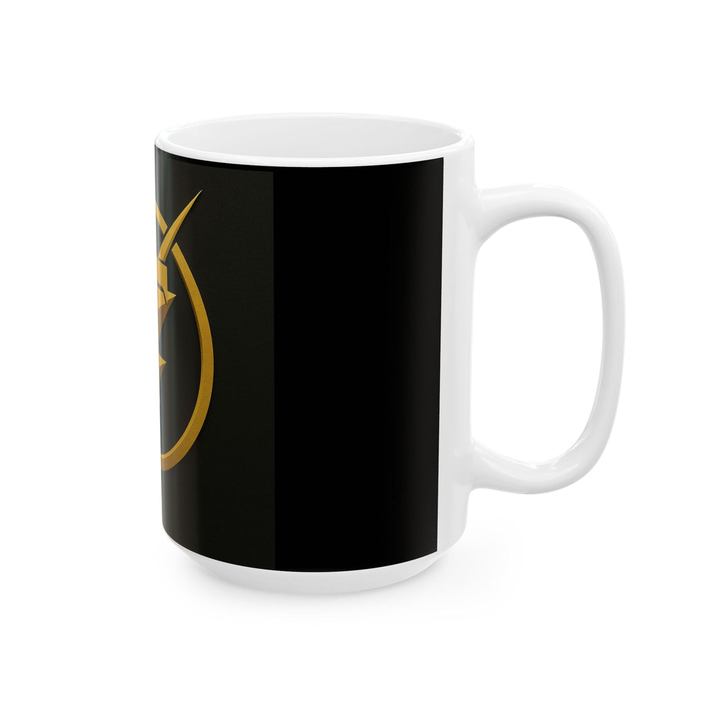 Bold Lightning Ceramic Coffee Mug, Energy Drinkware, Gift for Coffee Lovers, Black and Gold Design, Unique Tea Cup, Perfect for Birthdays