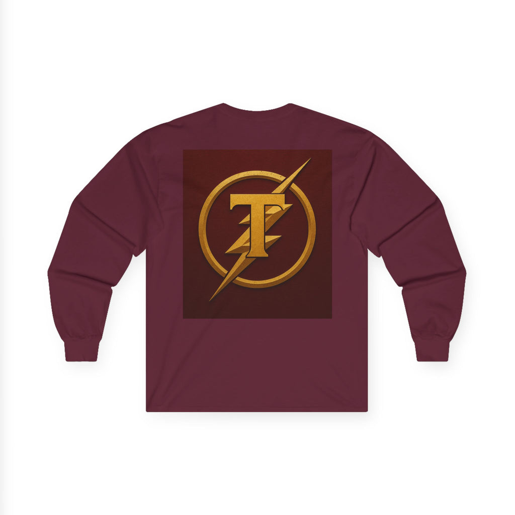 Golden Flash Logo Unisex Long Sleeve Tee, Graphic Tee for Superhero Fans, Perfect Gift for Birthdays, Comic Con, Casual Wear