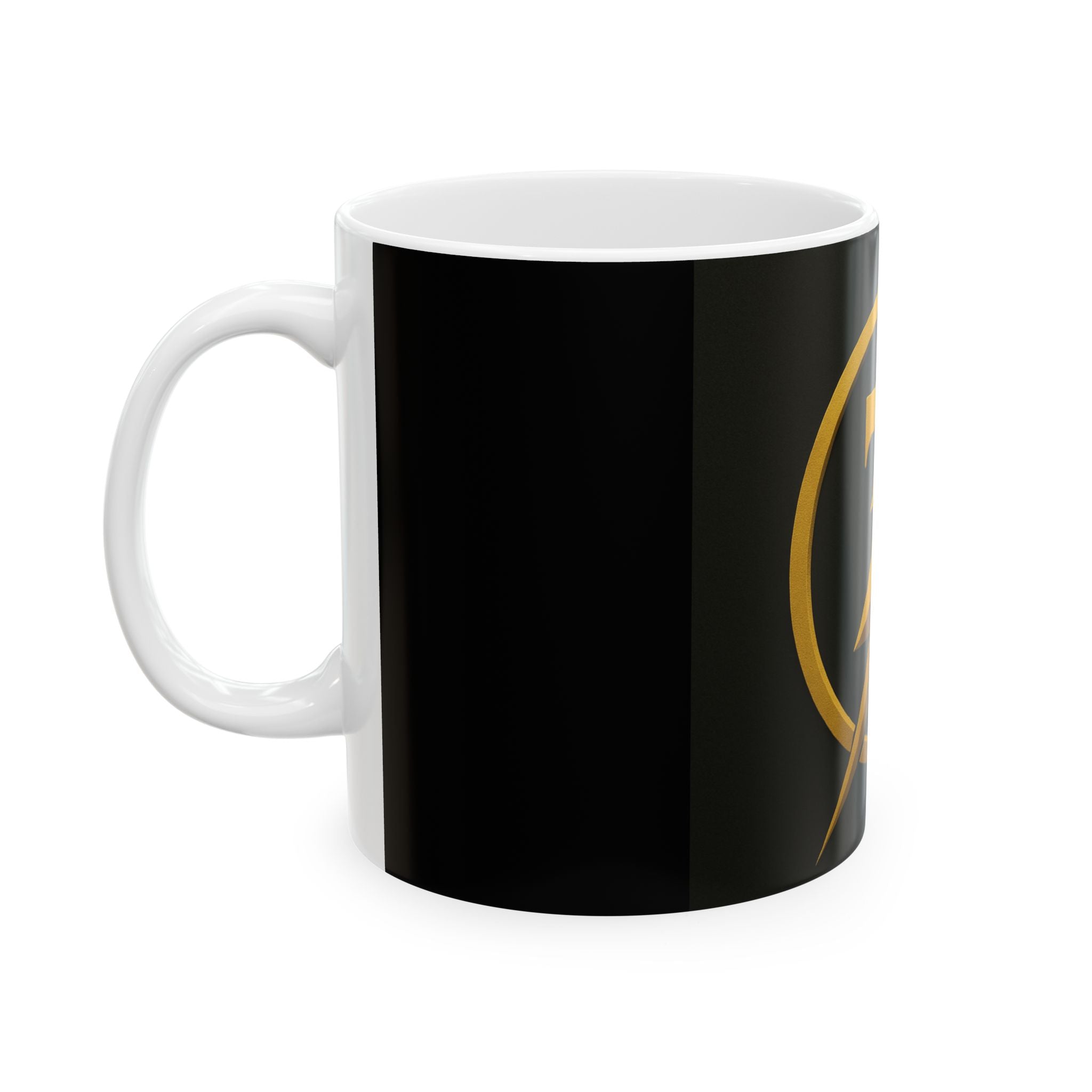 Bold Lightning Ceramic Coffee Mug, Energy Drinkware, Gift for Coffee Lovers, Black and Gold Design, Unique Tea Cup, Perfect for Birthdays