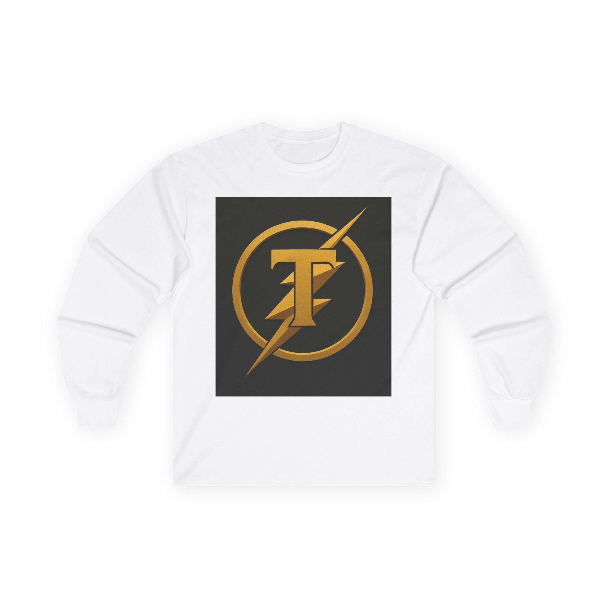 Golden Flash Logo Unisex Long Sleeve Tee, Graphic Tee for Superhero Fans, Perfect Gift for Birthdays, Comic Con, Casual Wear