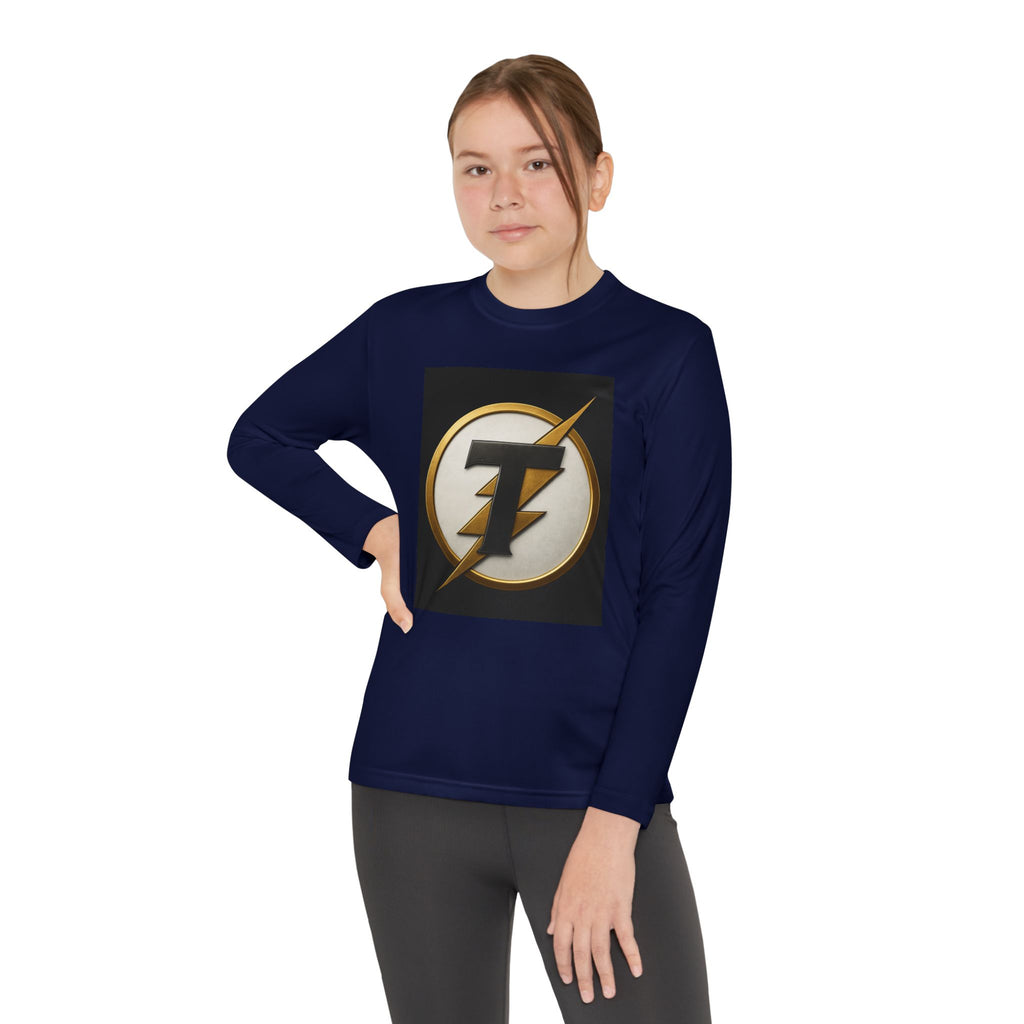 Youth Long Sleeve Tee — Gold Lightning 'T' Competitor Logo