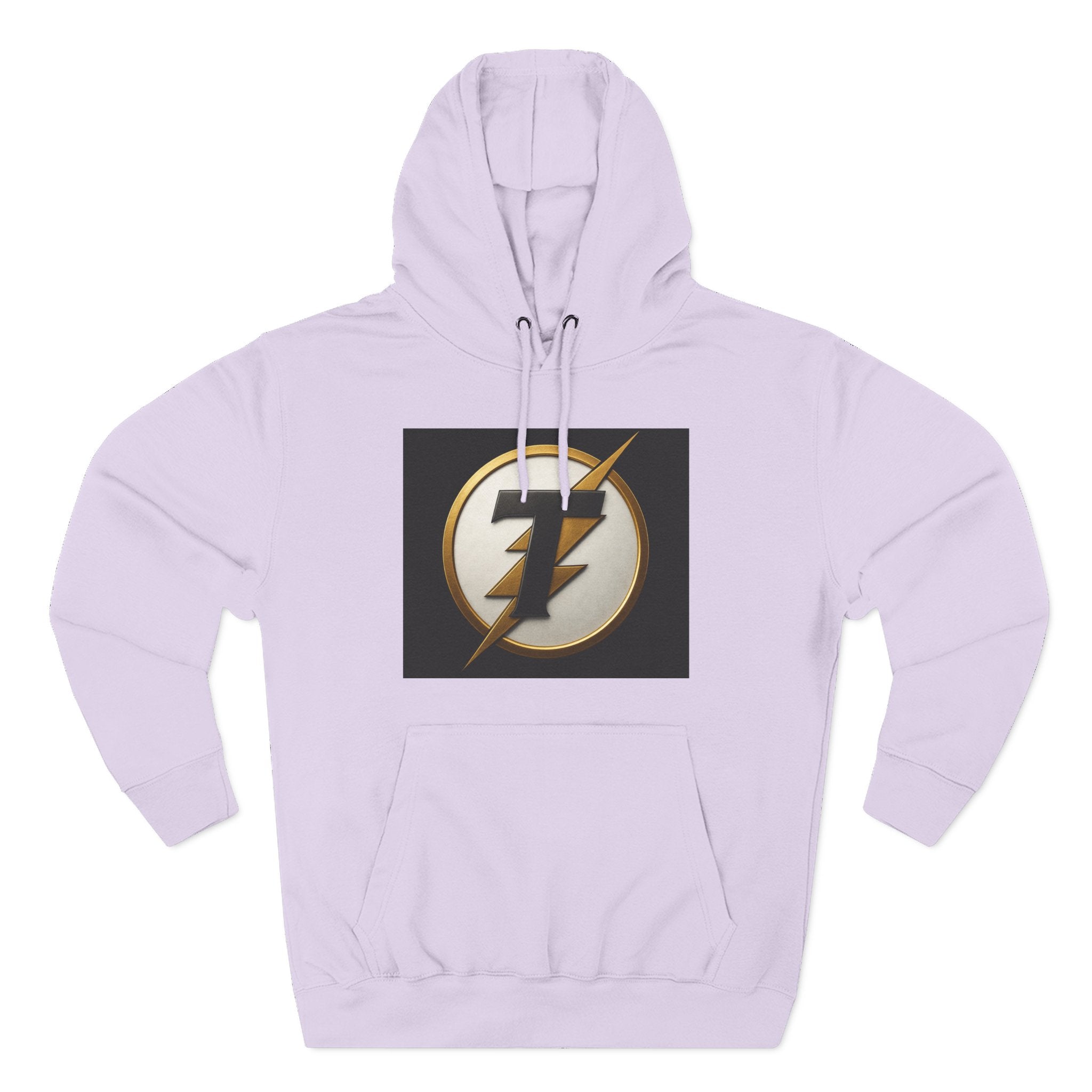Lightning Bolt Emblem Hoodie — Retro Gold Flash Logo Fleece Pullover