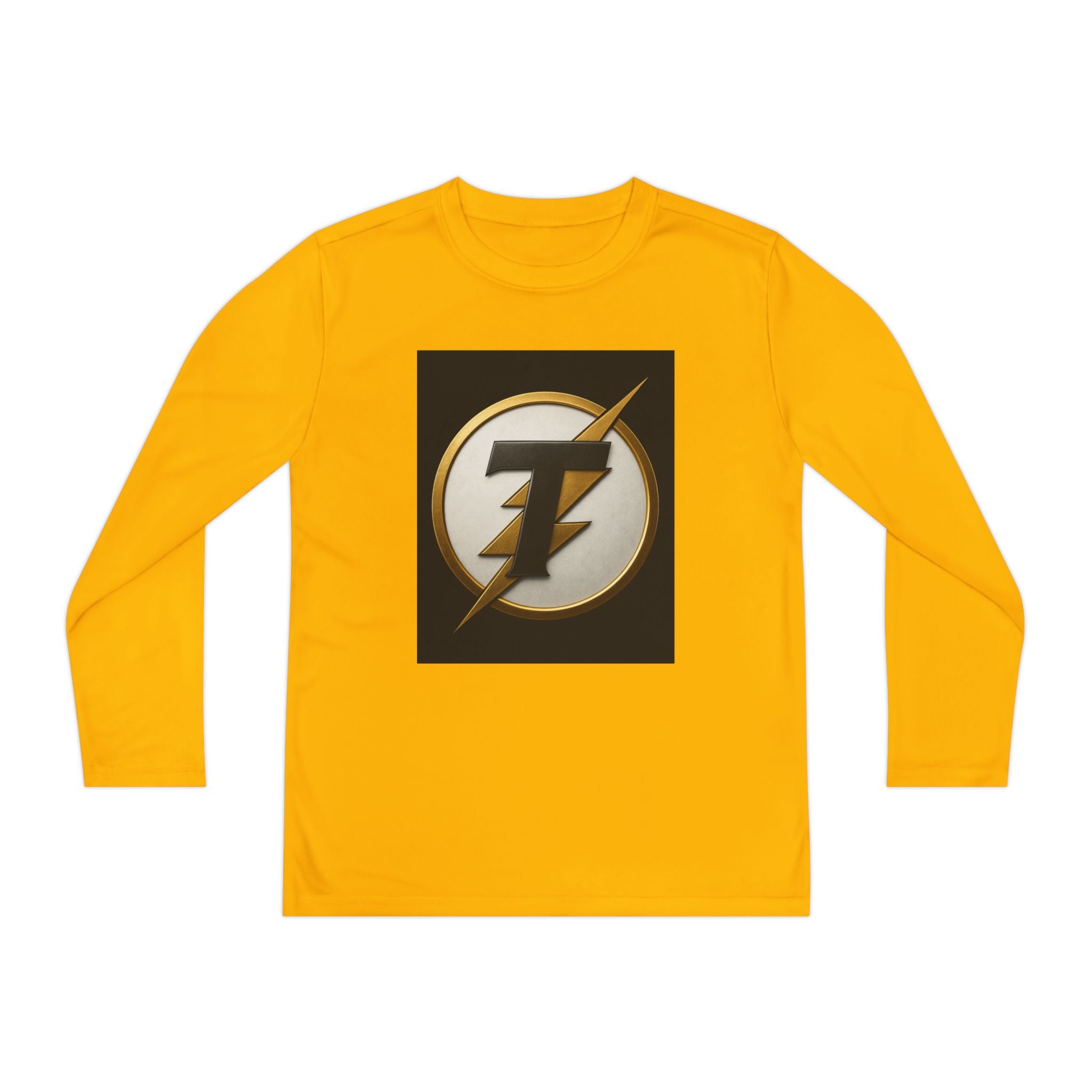 Youth Long Sleeve Tee — Gold Lightning 'T' Competitor Logo
