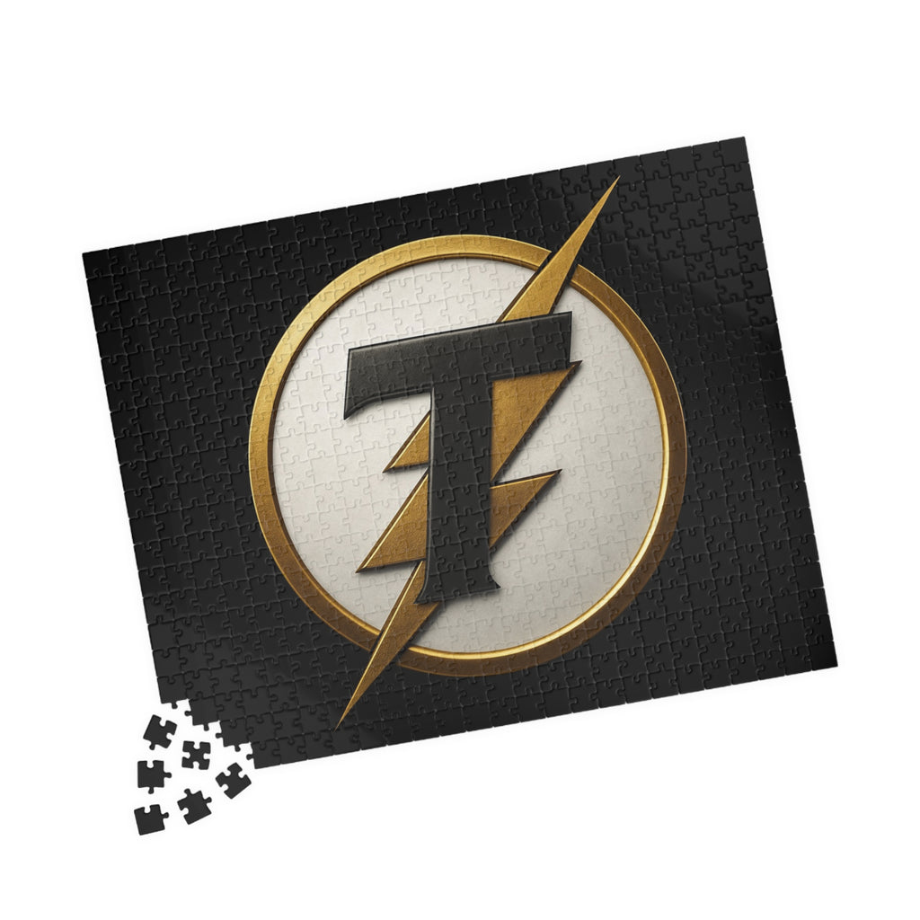 Gold Lightning Emblem Puzzle — 252/520/1014-Piece Decorative Jigsaw