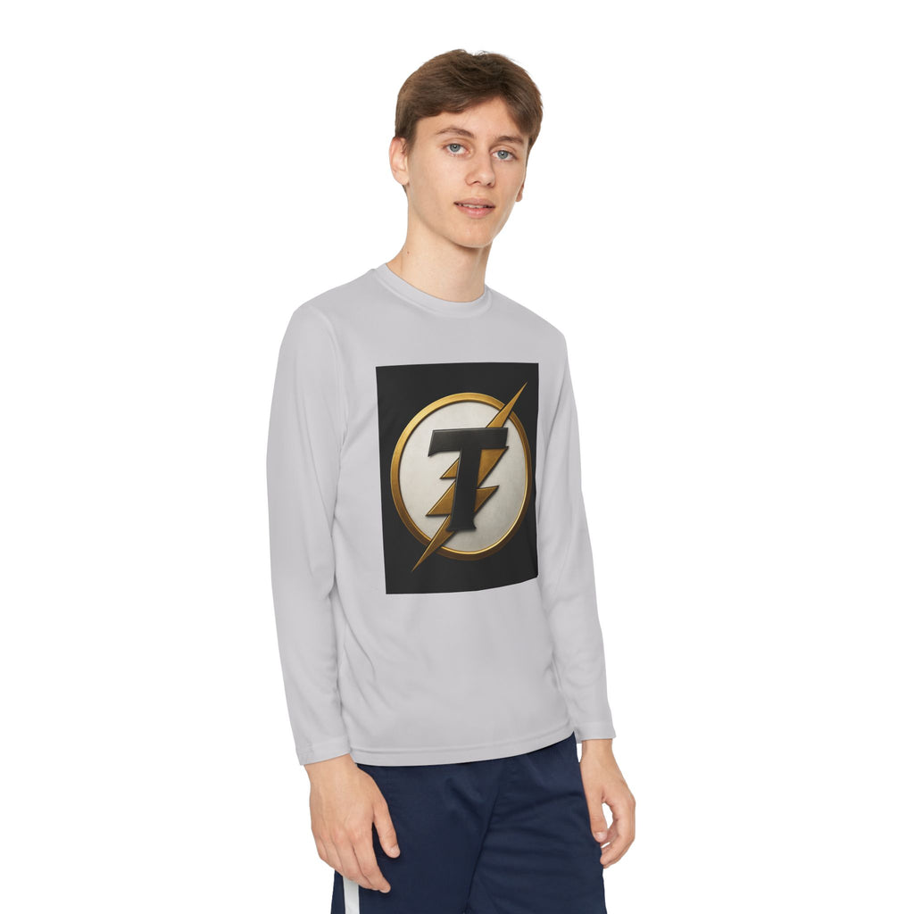 Youth Long Sleeve Tee — Gold Lightning 'T' Competitor Logo