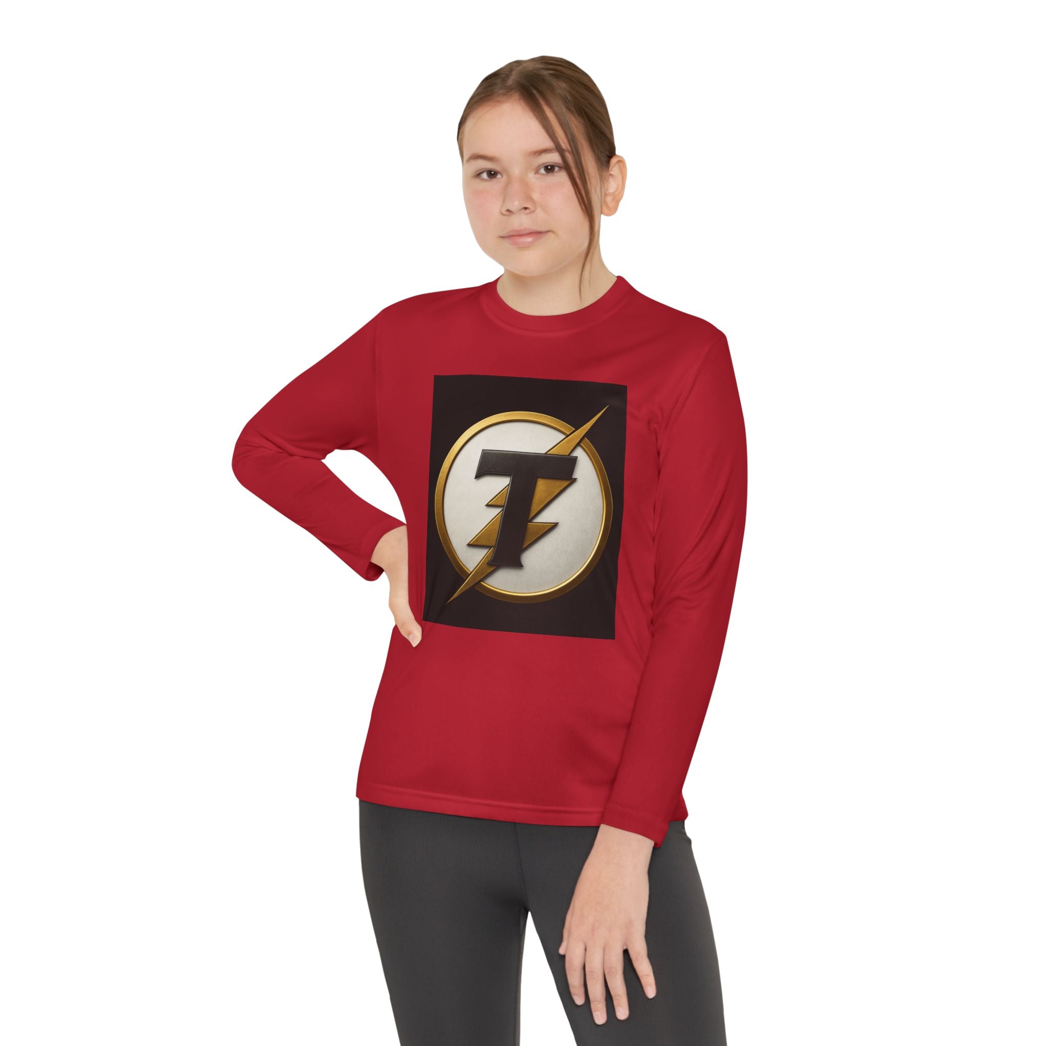 Youth Long Sleeve Tee — Gold Lightning 'T' Competitor Logo