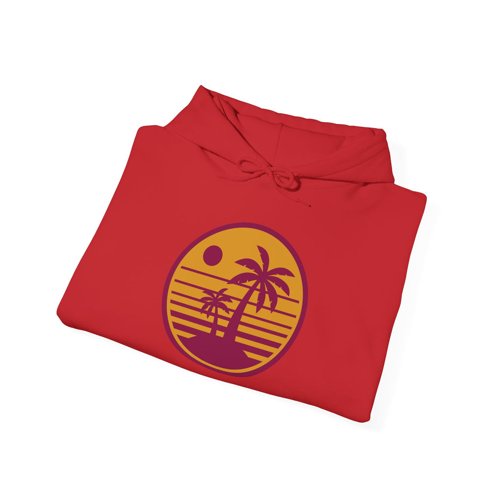 Tropical Sunset Hoodie with Bicycle Design, Summer Vibes Apparel, Unisex Casual Wear, Beach Day Outfit, Gift for Adventure Lovers