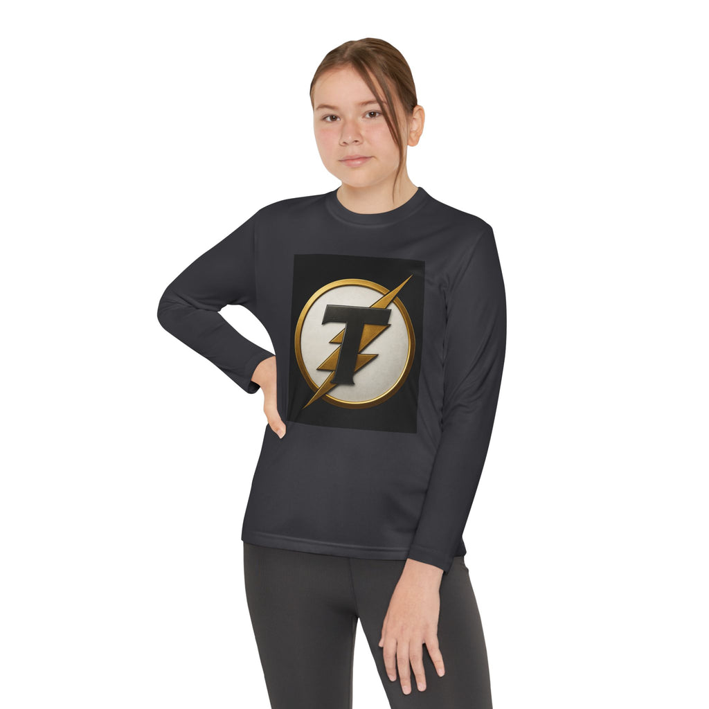 Youth Long Sleeve Tee — Gold Lightning 'T' Competitor Logo
