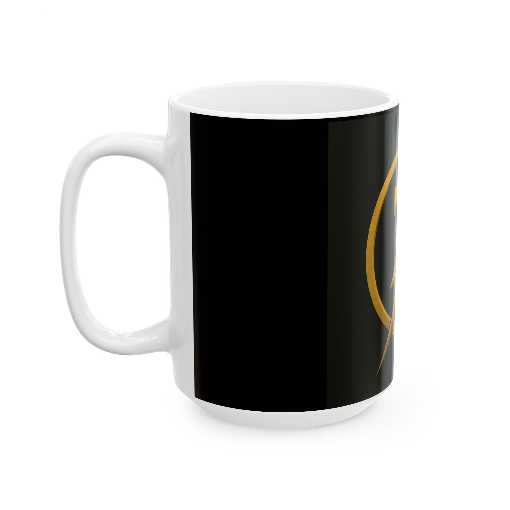 Bold Lightning Ceramic Coffee Mug, Energy Drinkware, Gift for Coffee Lovers, Black and Gold Design, Unique Tea Cup, Perfect for Birthdays