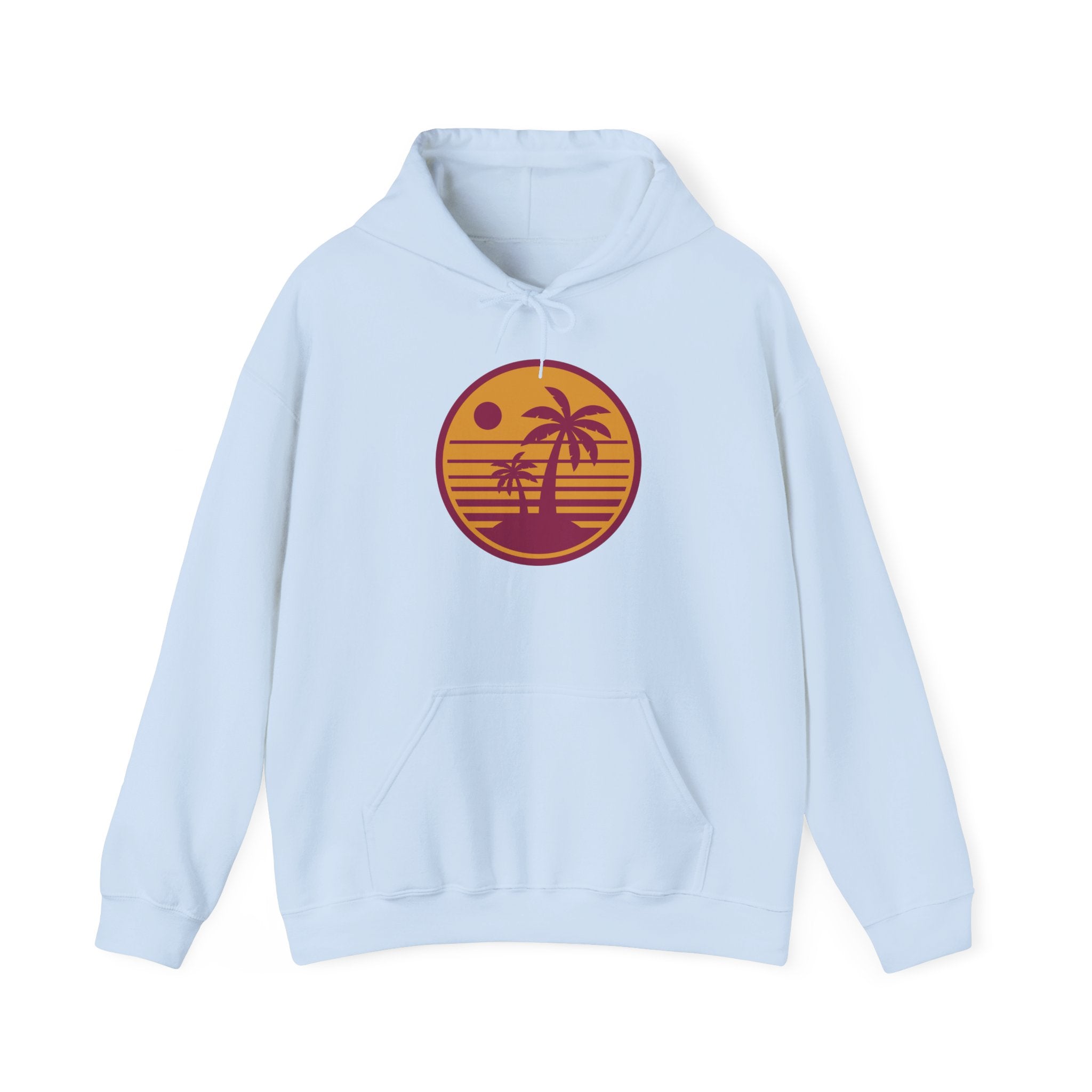 Tropical Sunset Hoodie with Bicycle Design, Summer Vibes Apparel, Unisex Casual Wear, Beach Day Outfit, Gift for Adventure Lovers