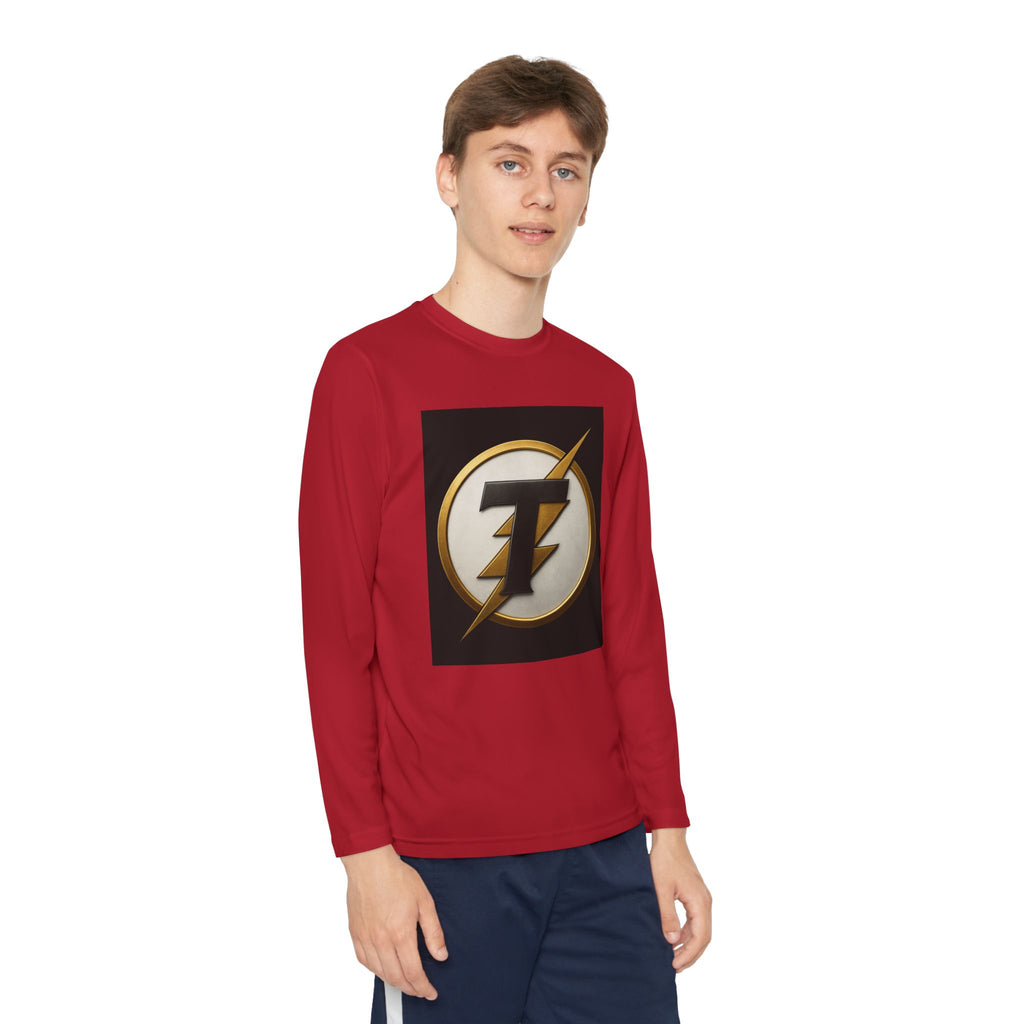 Youth Long Sleeve Tee — Gold Lightning 'T' Competitor Logo