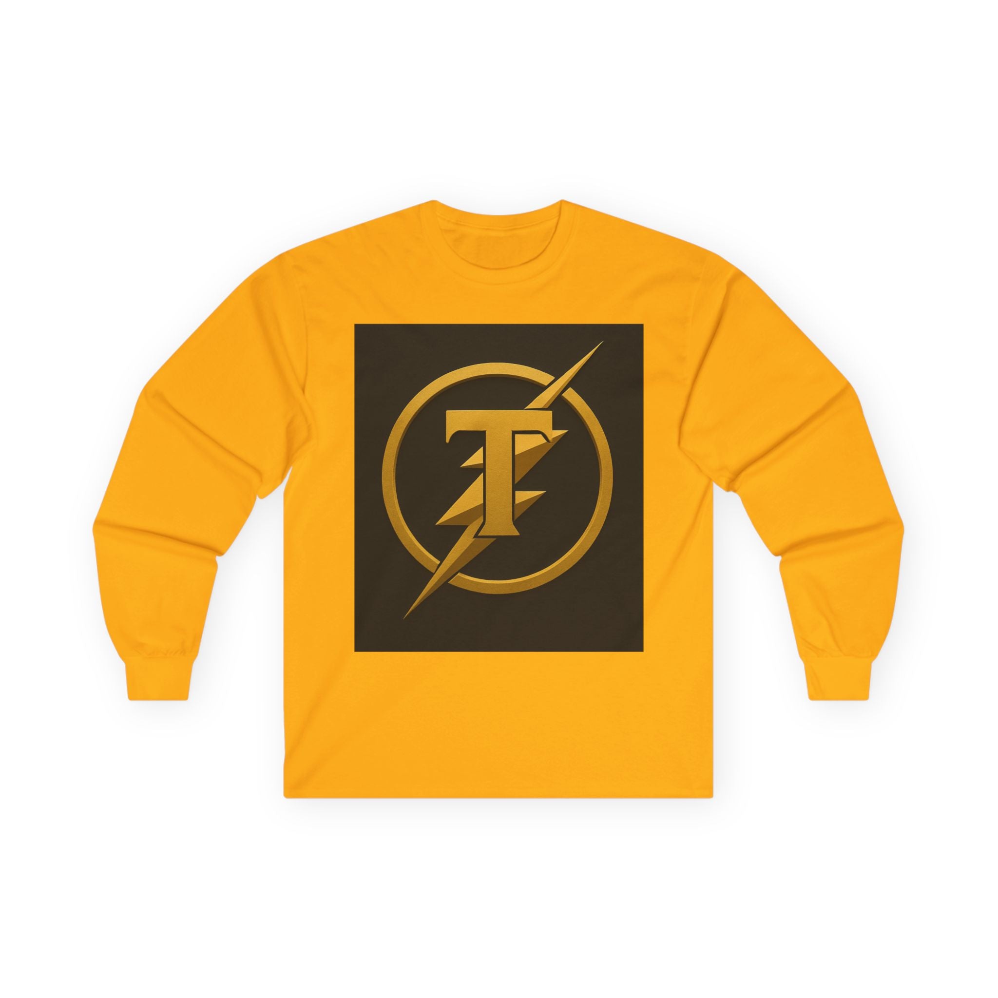Golden Flash Logo Unisex Long Sleeve Tee, Graphic Tee for Superhero Fans, Perfect Gift for Birthdays, Comic Con, Casual Wear