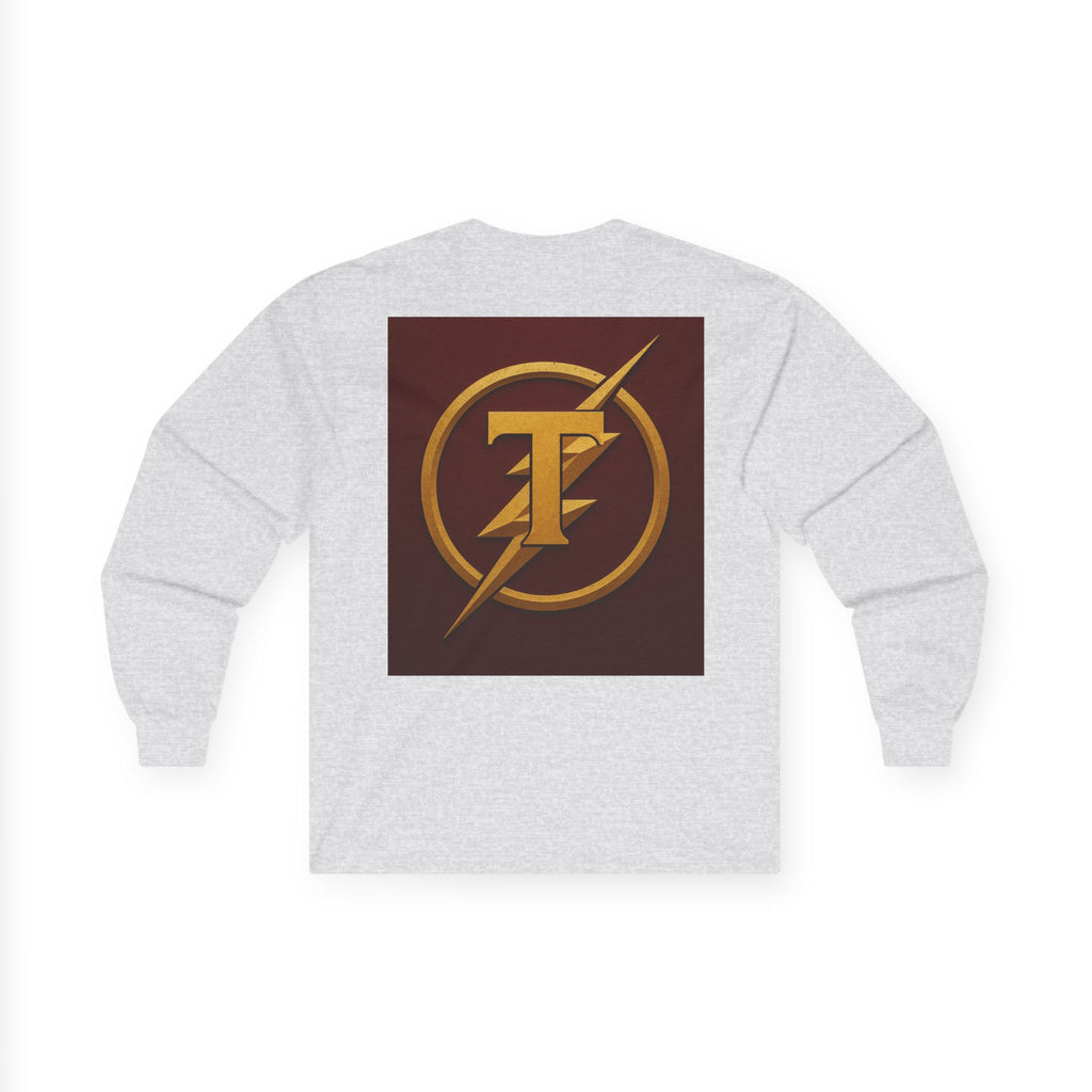 Golden Flash Logo Unisex Long Sleeve Tee, Graphic Tee for Superhero Fans, Perfect Gift for Birthdays, Comic Con, Casual Wear