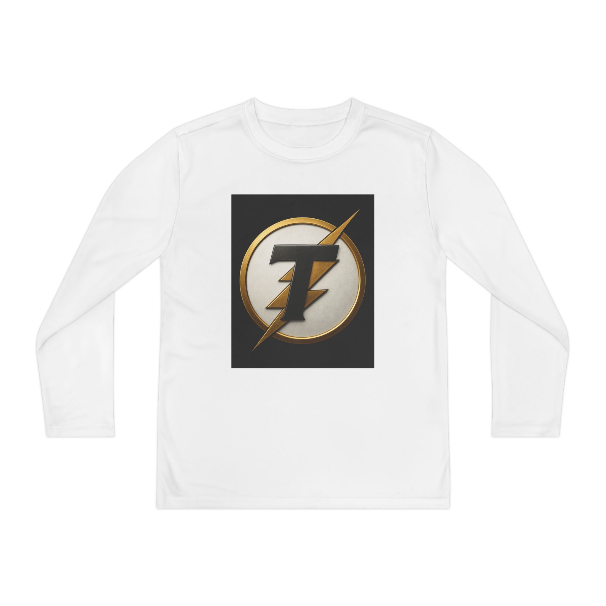 Youth Long Sleeve Tee — Gold Lightning 'T' Competitor Logo