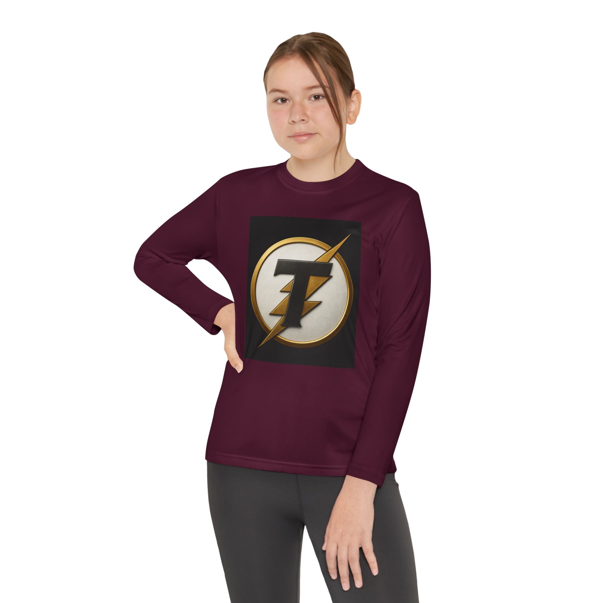 Youth Long Sleeve Tee — Gold Lightning 'T' Competitor Logo