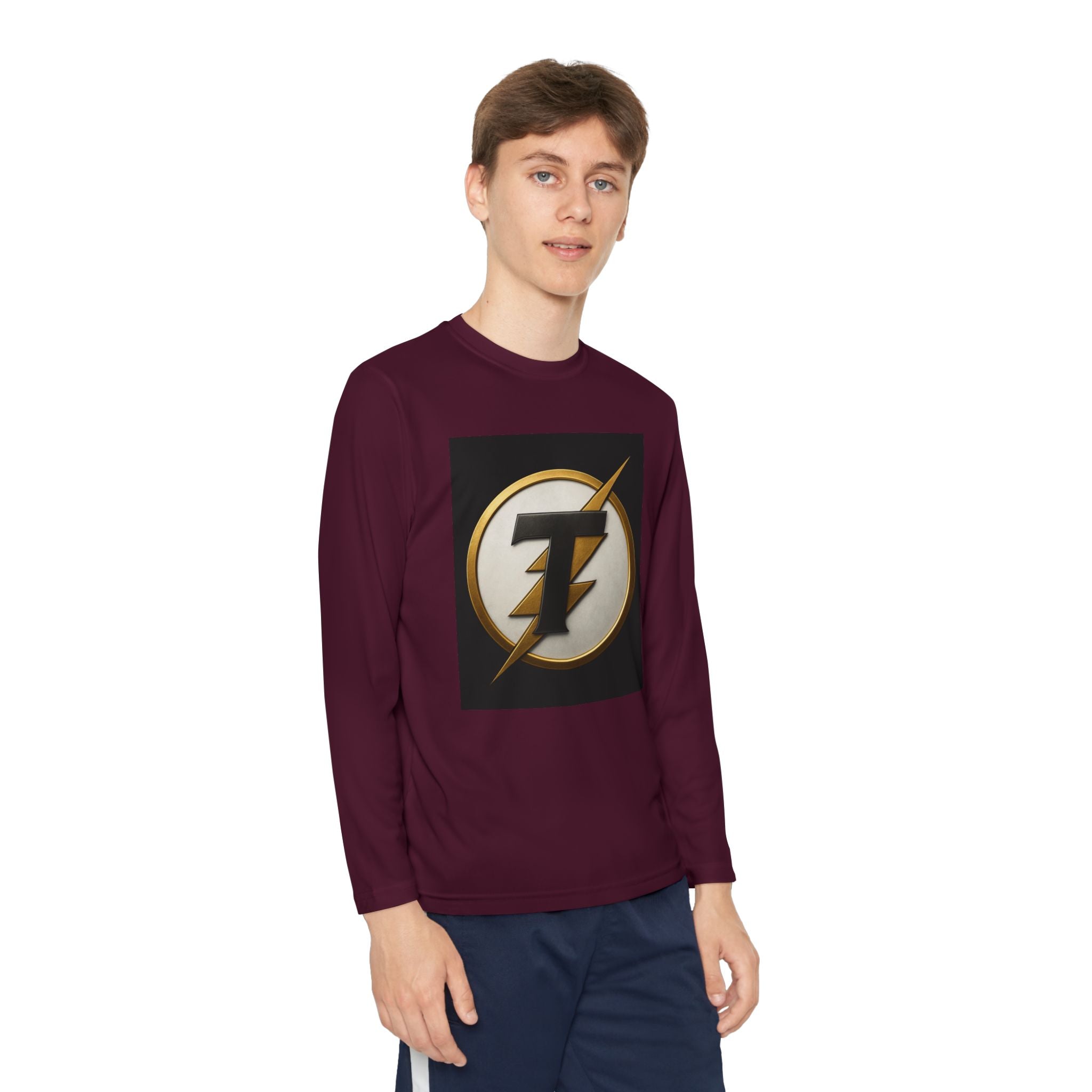 Youth Long Sleeve Tee — Gold Lightning 'T' Competitor Logo