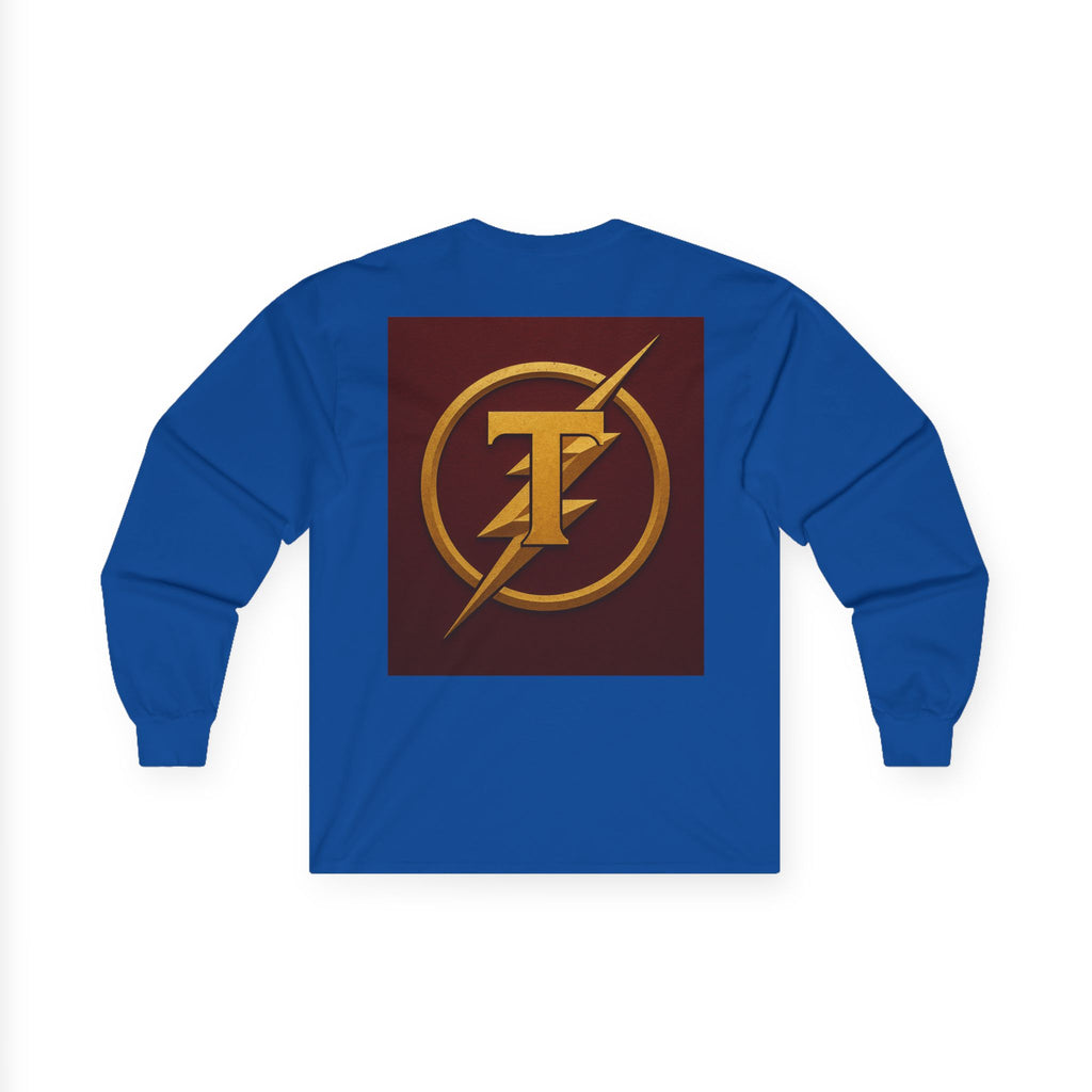 Golden Flash Logo Unisex Long Sleeve Tee, Graphic Tee for Superhero Fans, Perfect Gift for Birthdays, Comic Con, Casual Wear
