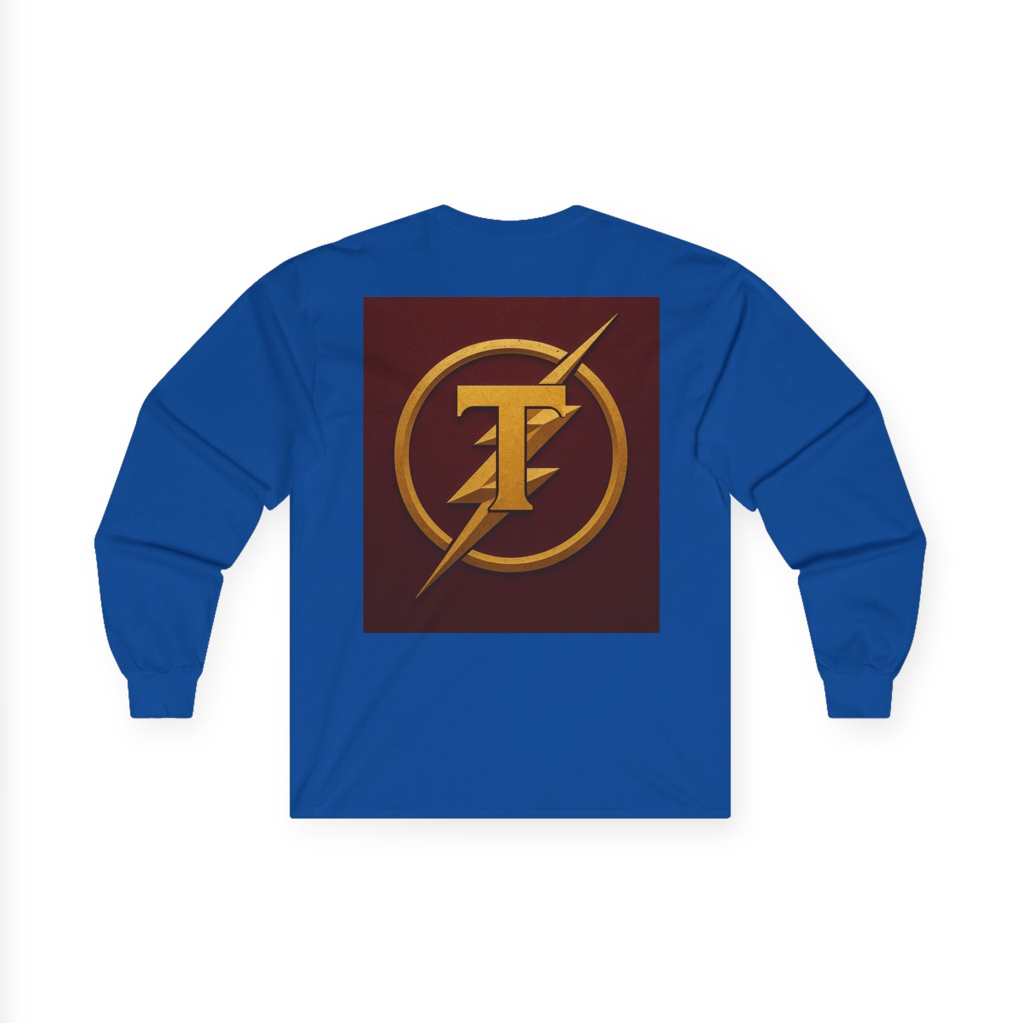 Golden Flash Logo Unisex Long Sleeve Tee, Graphic Tee for Superhero Fans, Perfect Gift for Birthdays, Comic Con, Casual Wear