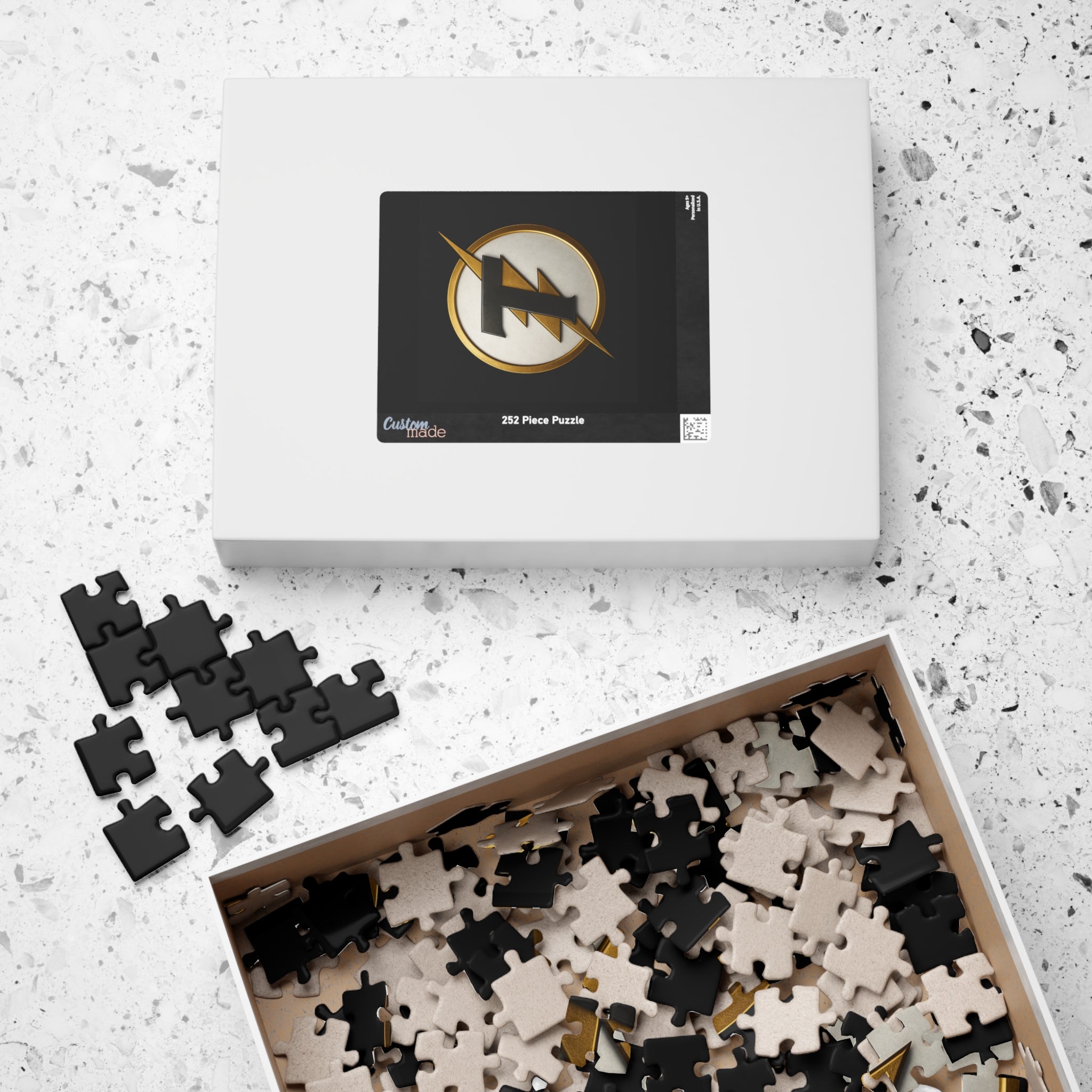 Gold Lightning Emblem Puzzle — 252/520/1014-Piece Decorative Jigsaw