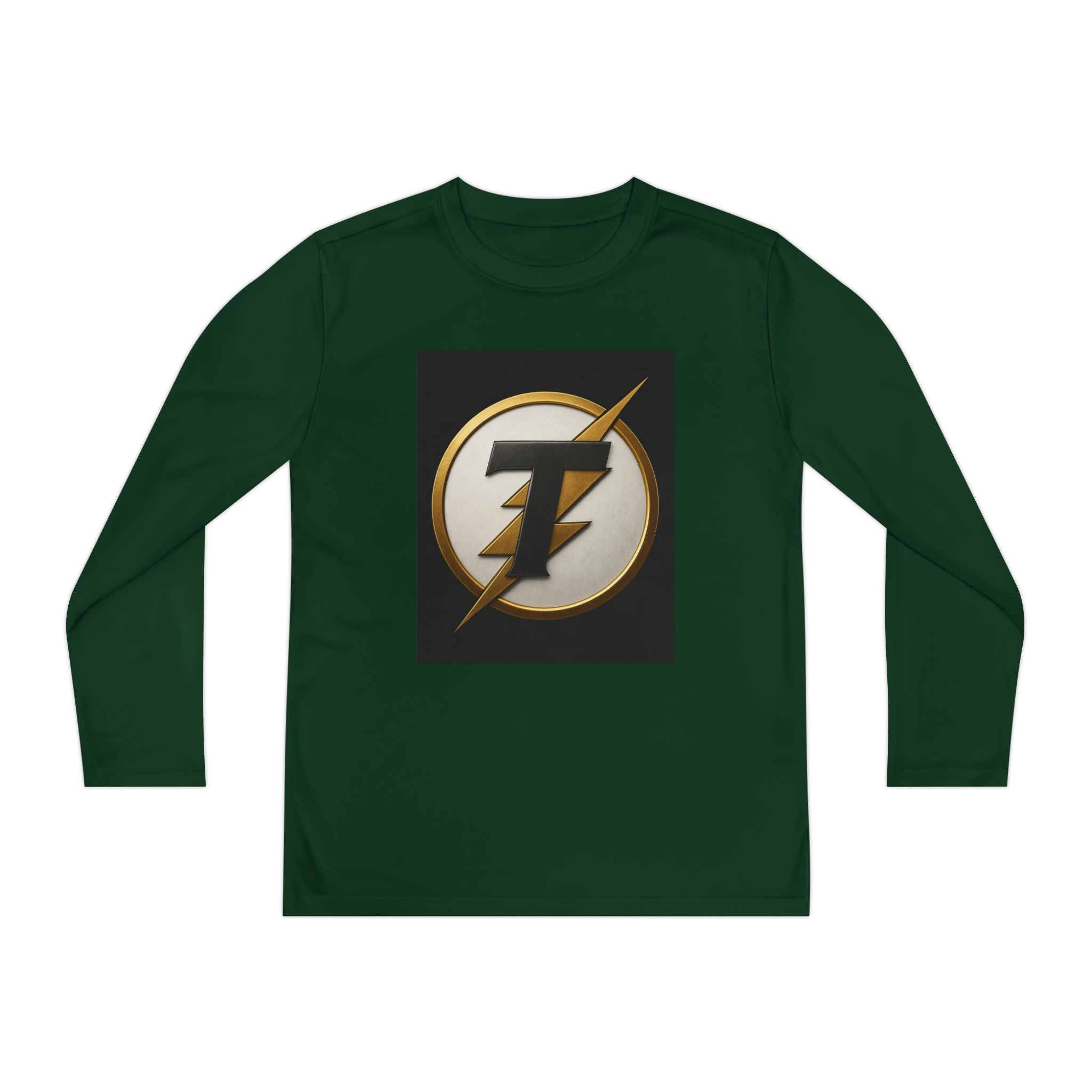 Youth Long Sleeve Tee — Gold Lightning 'T' Competitor Logo