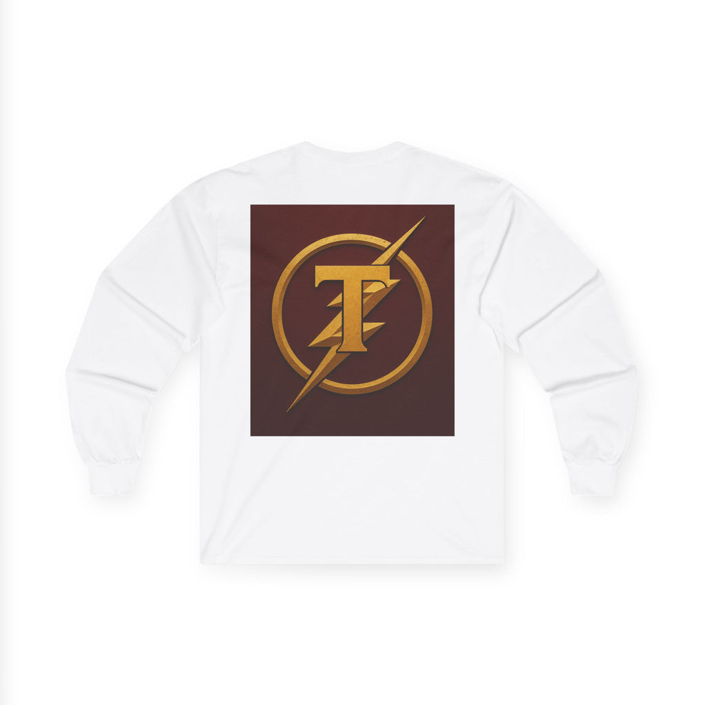 Golden Flash Logo Unisex Long Sleeve Tee, Graphic Tee for Superhero Fans, Perfect Gift for Birthdays, Comic Con, Casual Wear