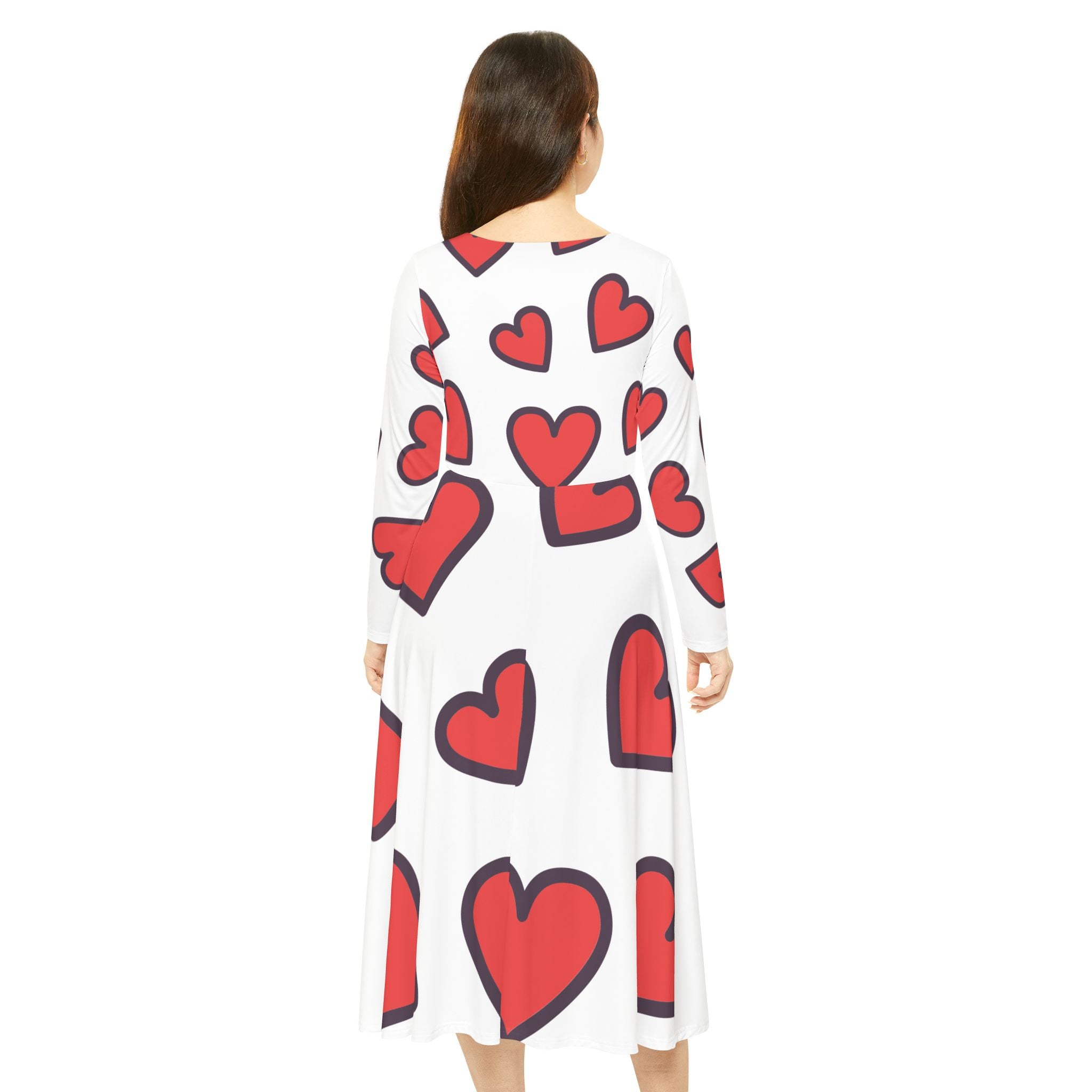 Vibrant Long Sleeve Dance Dress, Floral Love Dress for Girls, Holiday Party Outfit, Cute Spring Dress, Valentine's Day Apparel