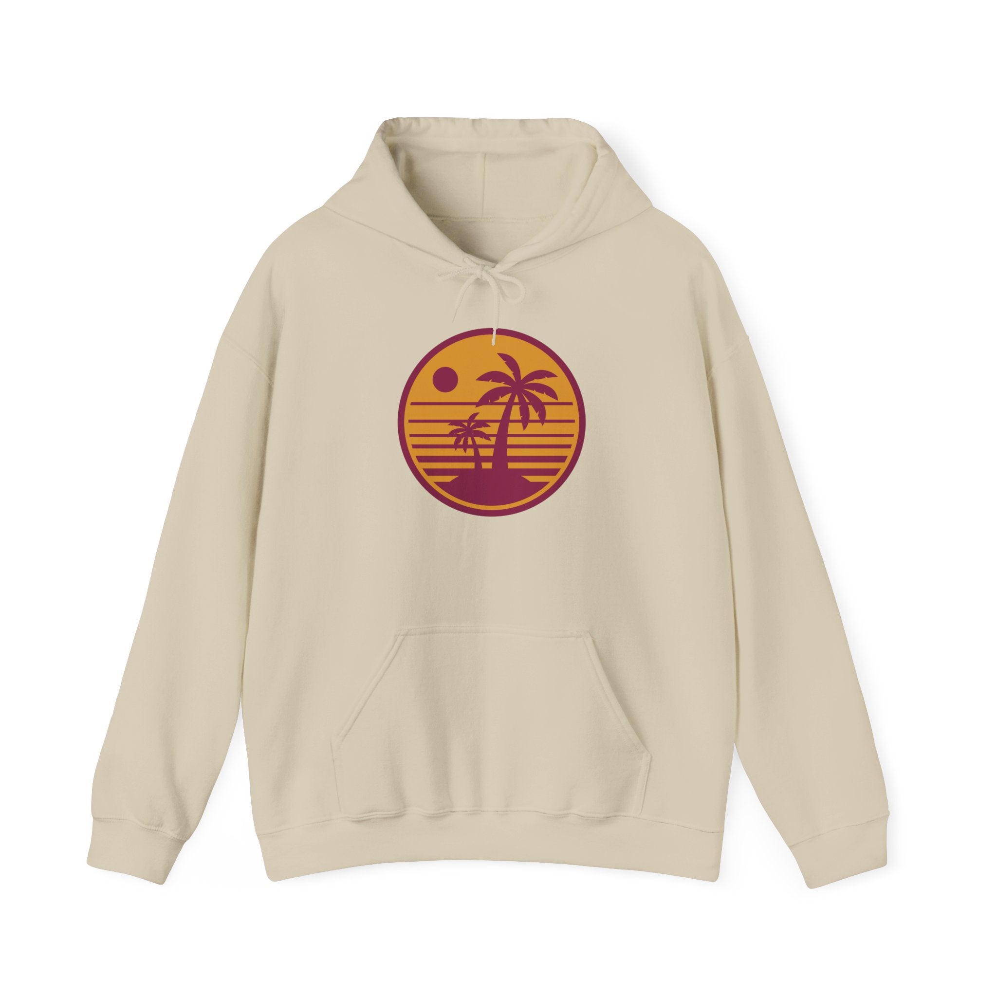 Tropical Sunset Hoodie with Bicycle Design, Summer Vibes Apparel, Unisex Casual Wear, Beach Day Outfit, Gift for Adventure Lovers