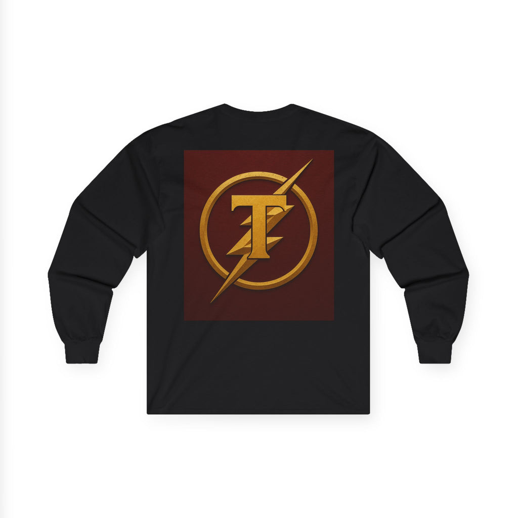 Golden Flash Logo Unisex Long Sleeve Tee, Graphic Tee for Superhero Fans, Perfect Gift for Birthdays, Comic Con, Casual Wear