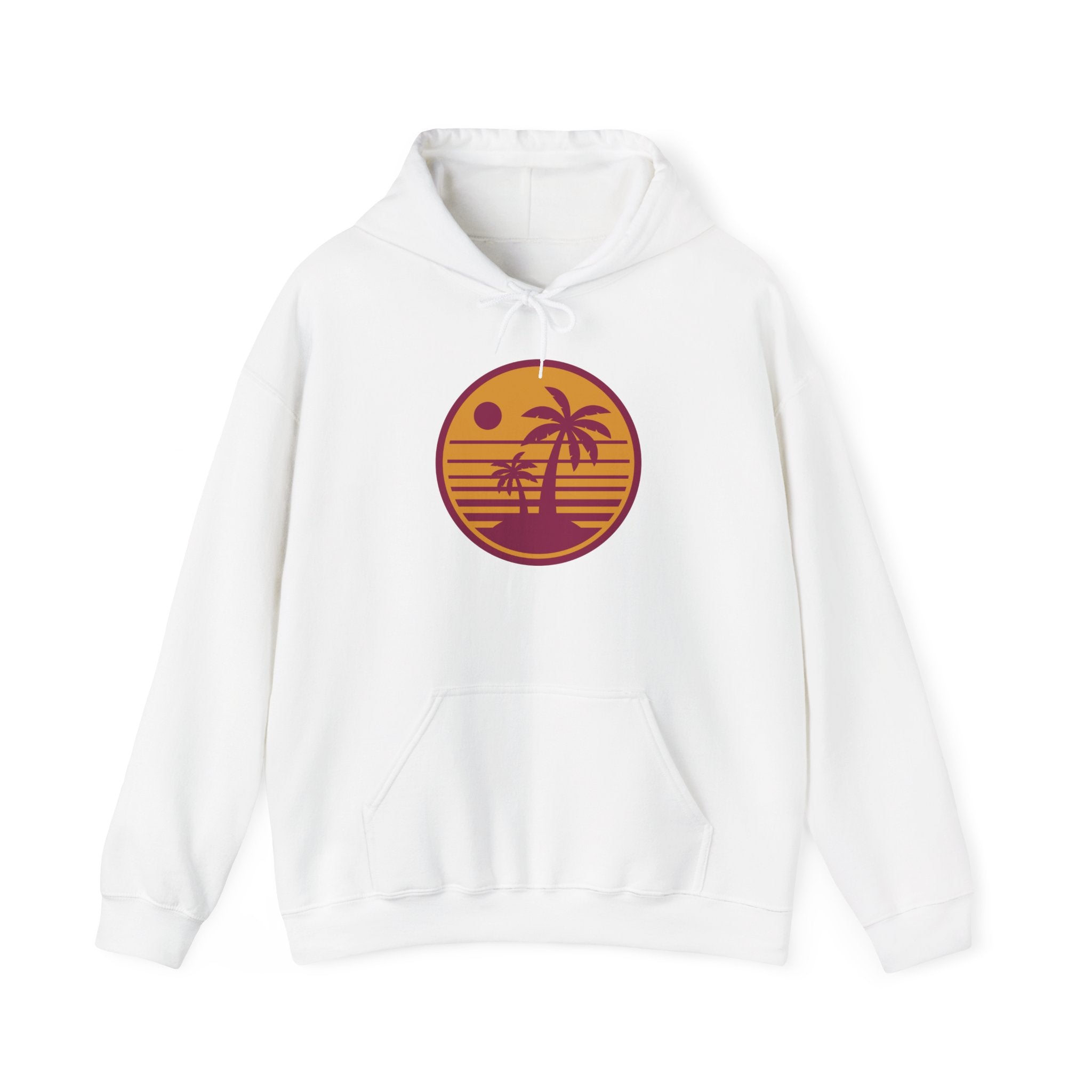 Tropical Sunset Hoodie with Bicycle Design, Summer Vibes Apparel, Unisex Casual Wear, Beach Day Outfit, Gift for Adventure Lovers