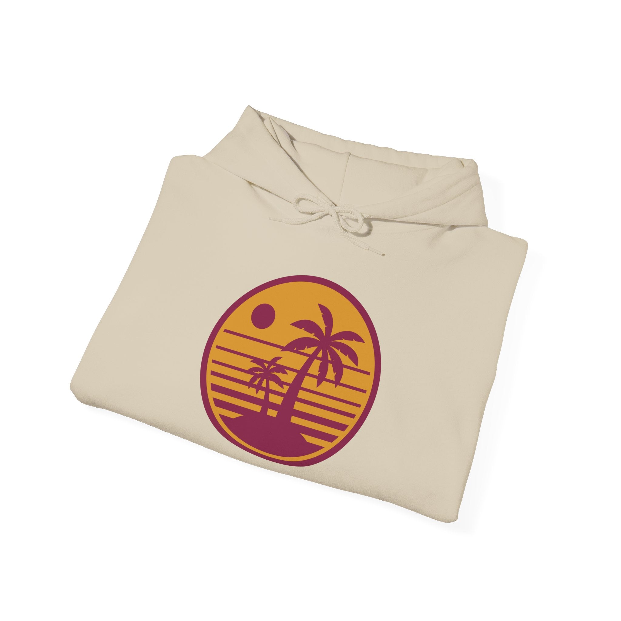 Tropical Sunset Hoodie with Bicycle Design, Summer Vibes Apparel, Unisex Casual Wear, Beach Day Outfit, Gift for Adventure Lovers