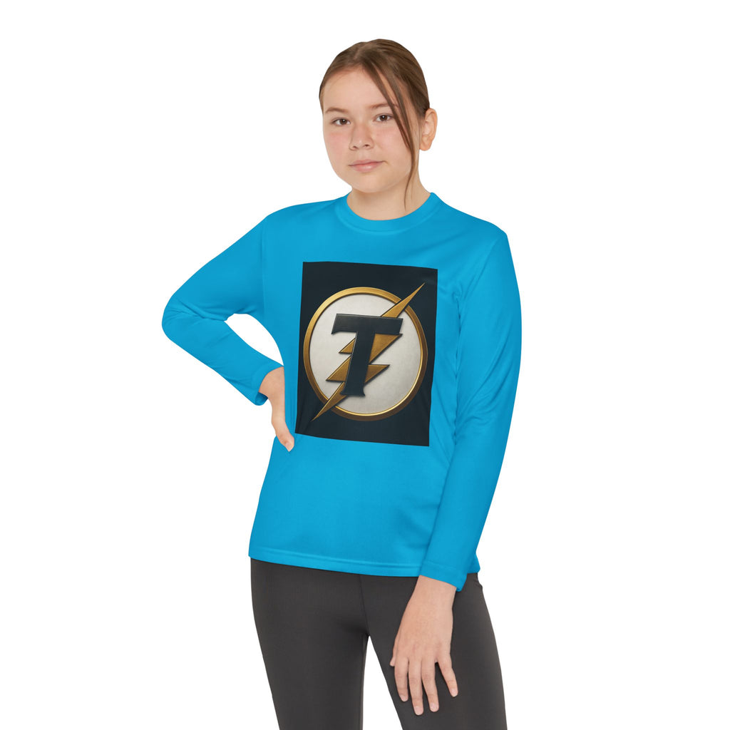 Youth Long Sleeve Tee — Gold Lightning 'T' Competitor Logo
