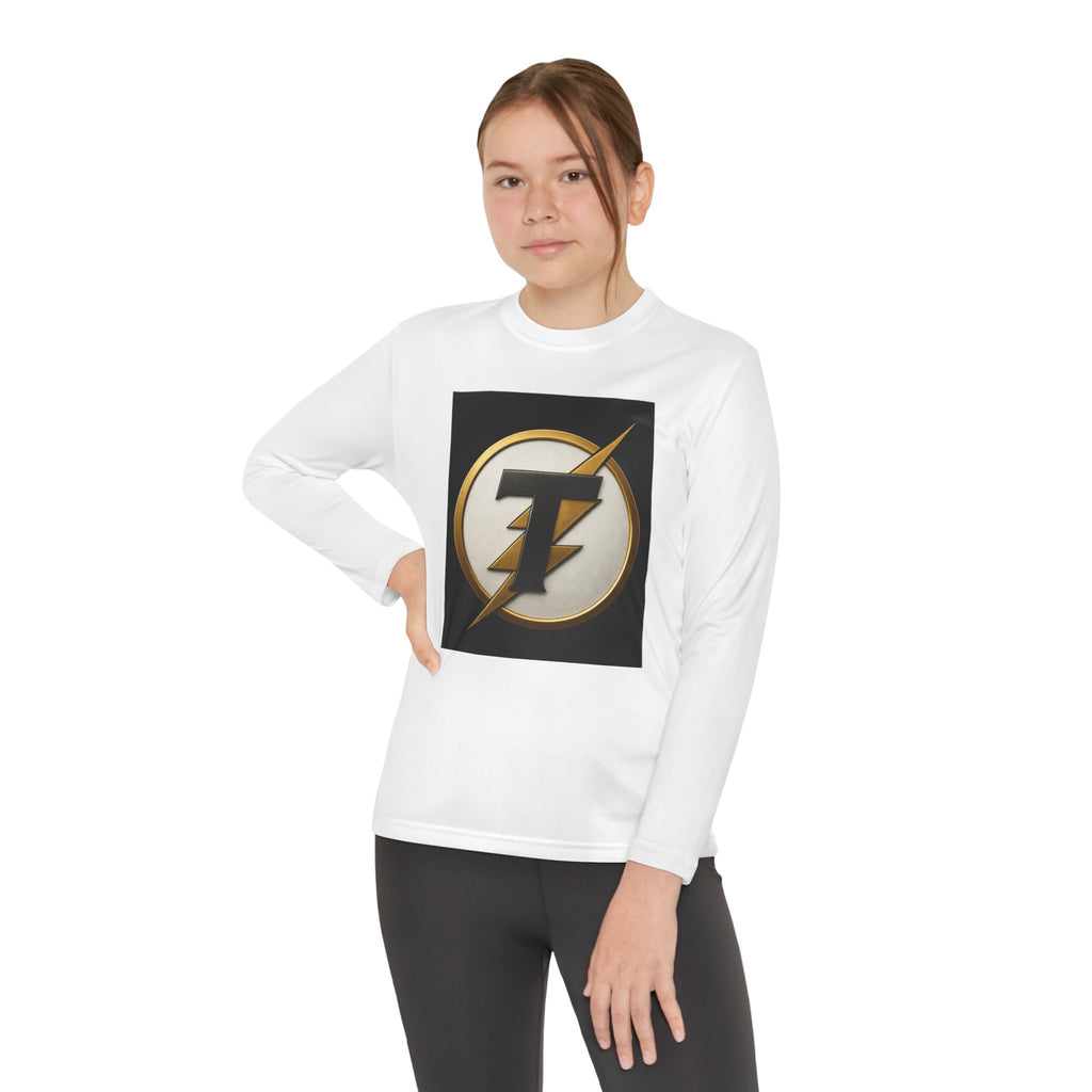 Youth Long Sleeve Tee — Gold Lightning 'T' Competitor Logo