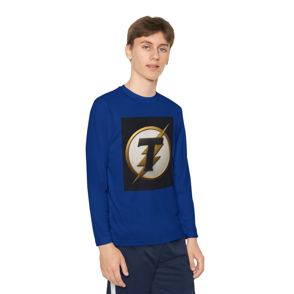 Youth Long Sleeve Tee — Gold Lightning 'T' Competitor Logo