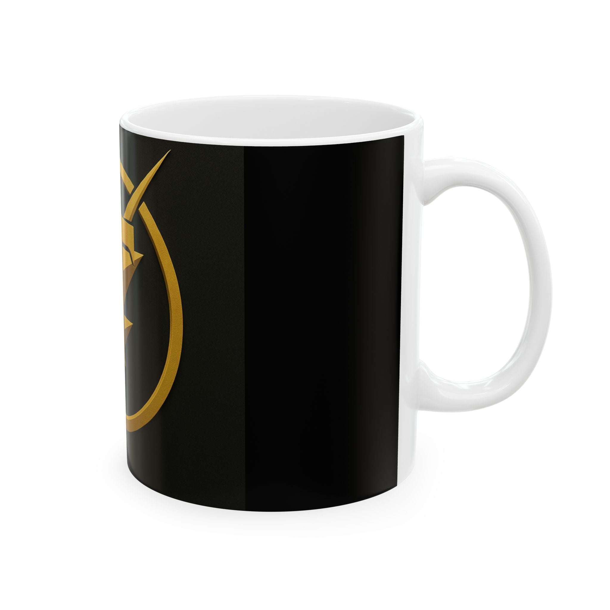 Bold Lightning Ceramic Coffee Mug, Energy Drinkware, Gift for Coffee Lovers, Black and Gold Design, Unique Tea Cup, Perfect for Birthdays