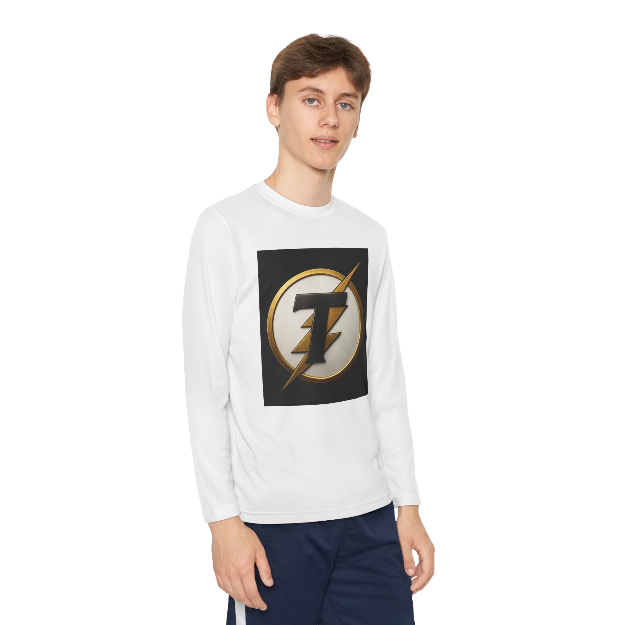 Youth Long Sleeve Tee — Gold Lightning 'T' Competitor Logo