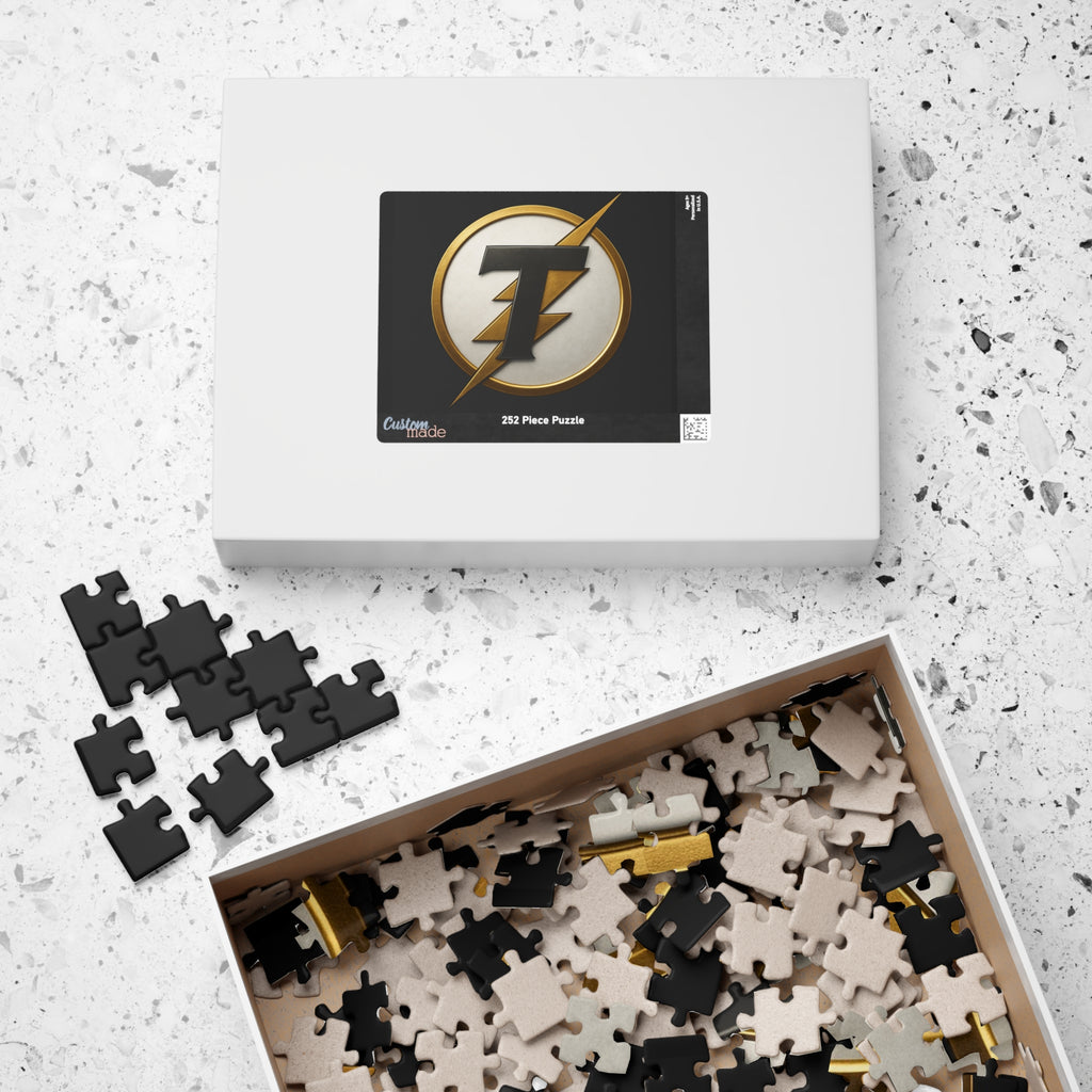 Gold Lightning Emblem Puzzle — 252/520/1014-Piece Decorative Jigsaw