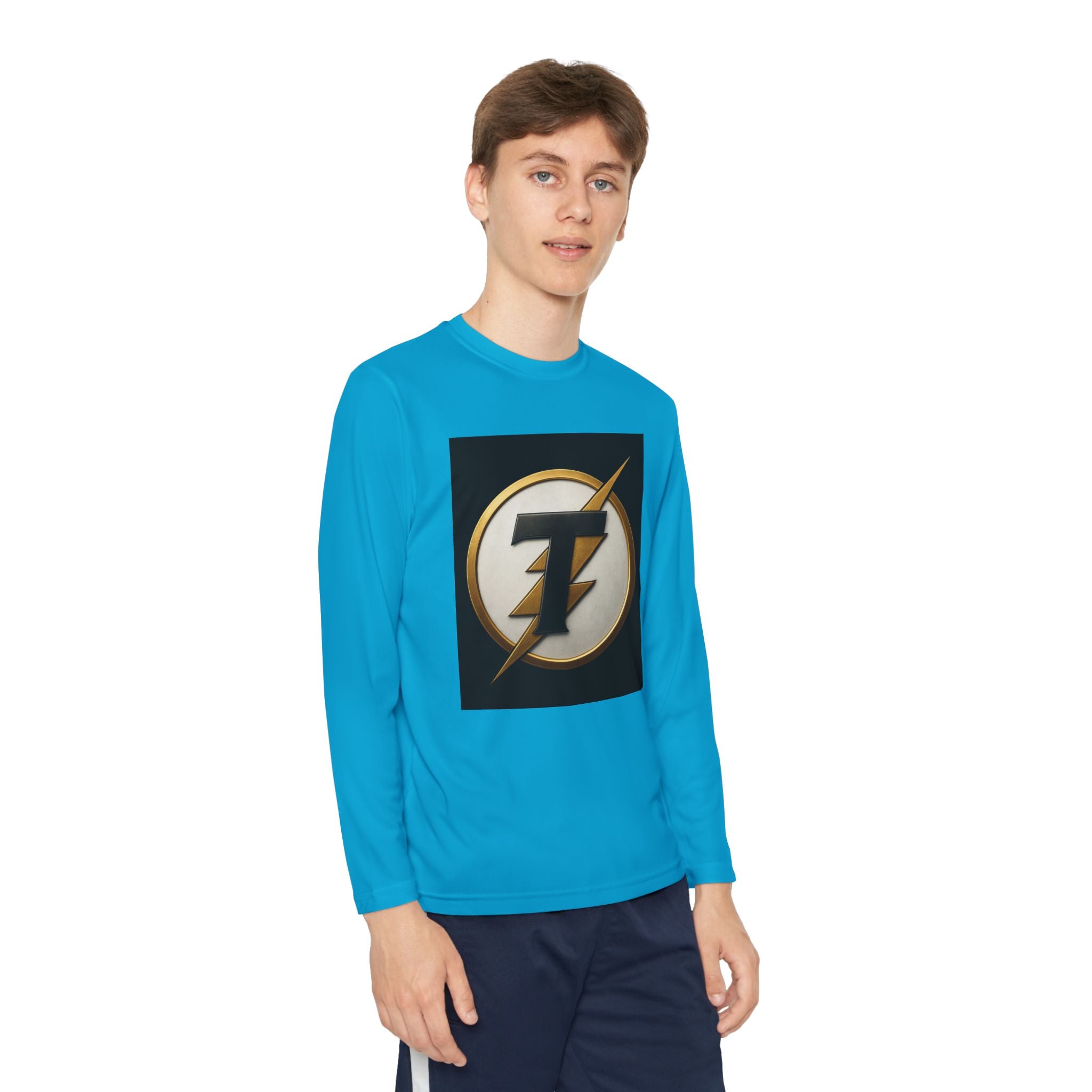 Youth Long Sleeve Tee — Gold Lightning 'T' Competitor Logo