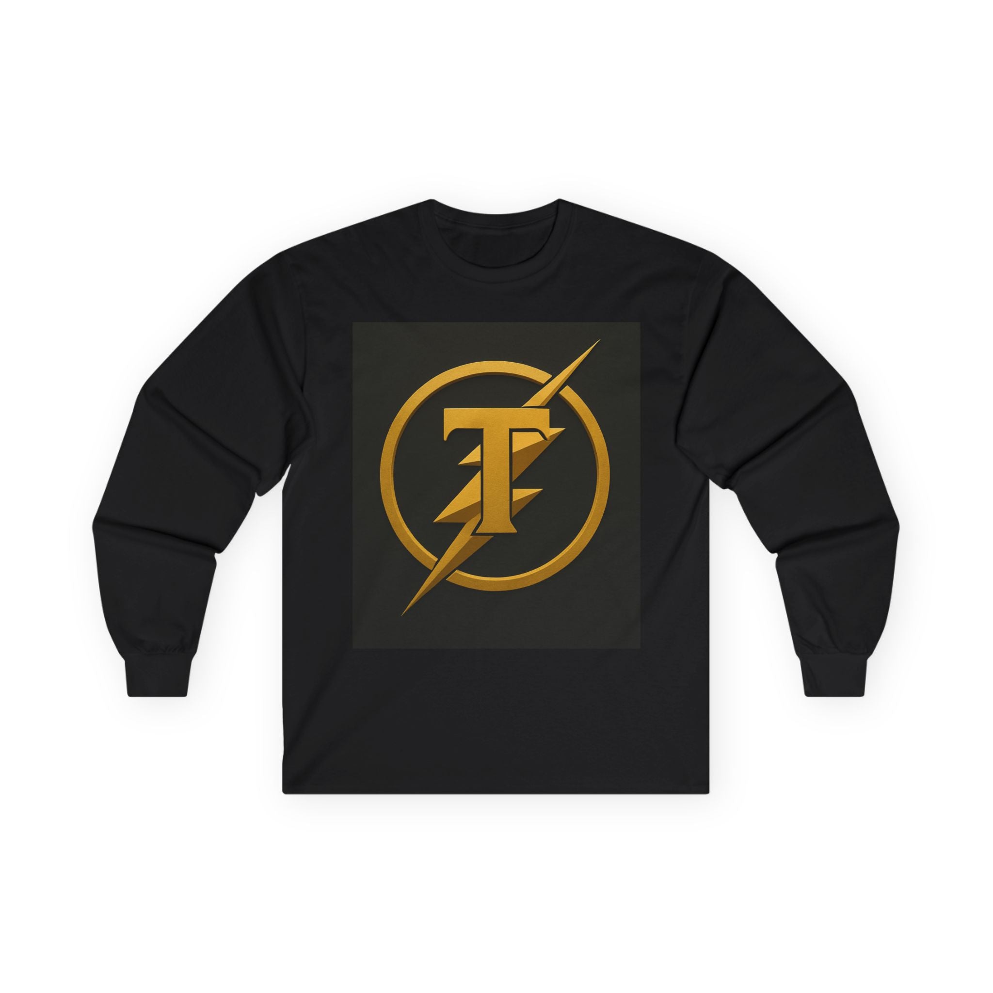 Golden Flash Logo Unisex Long Sleeve Tee, Graphic Tee for Superhero Fans, Perfect Gift for Birthdays, Comic Con, Casual Wear