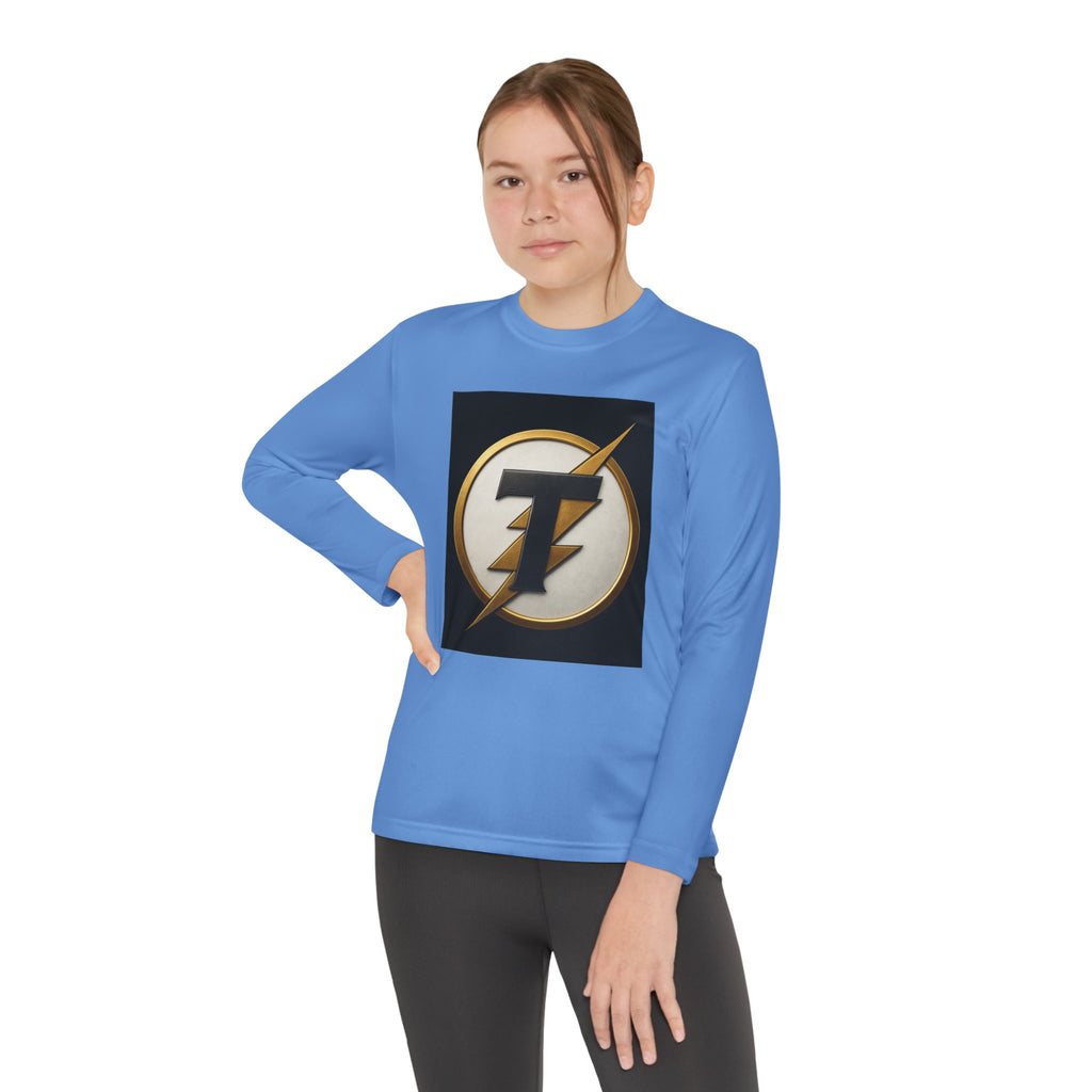 Youth Long Sleeve Tee — Gold Lightning 'T' Competitor Logo