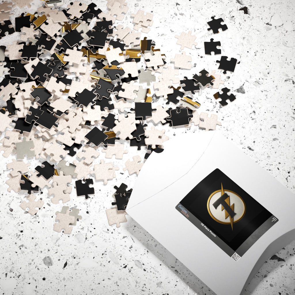 Gold Lightning Emblem Puzzle — 252/520/1014-Piece Decorative Jigsaw