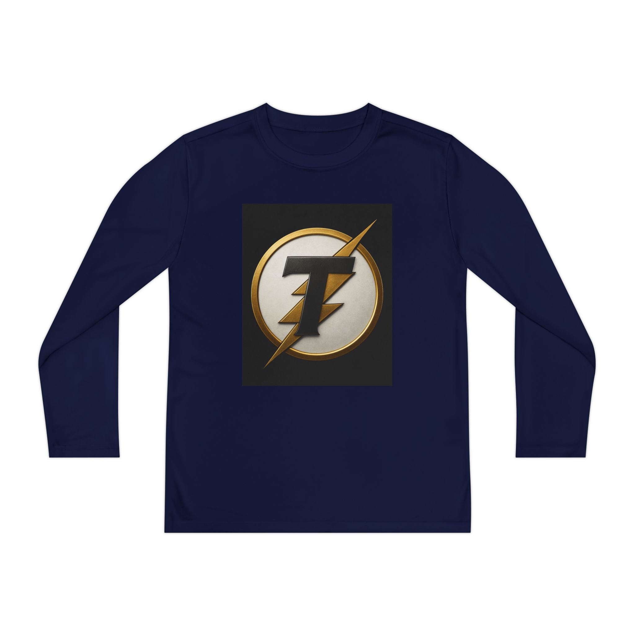 Youth Long Sleeve Tee — Gold Lightning 'T' Competitor Logo