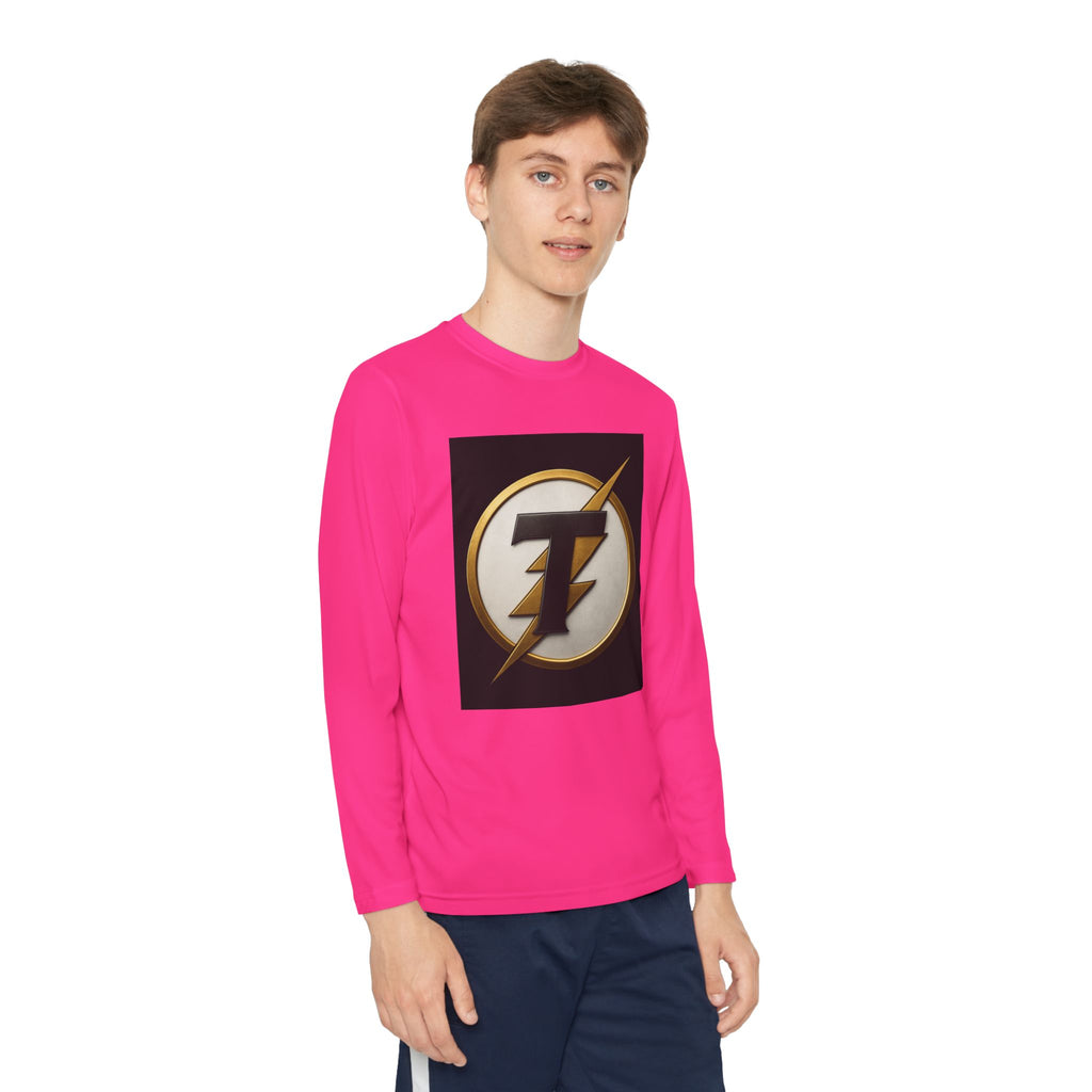 Youth Long Sleeve Tee — Gold Lightning 'T' Competitor Logo