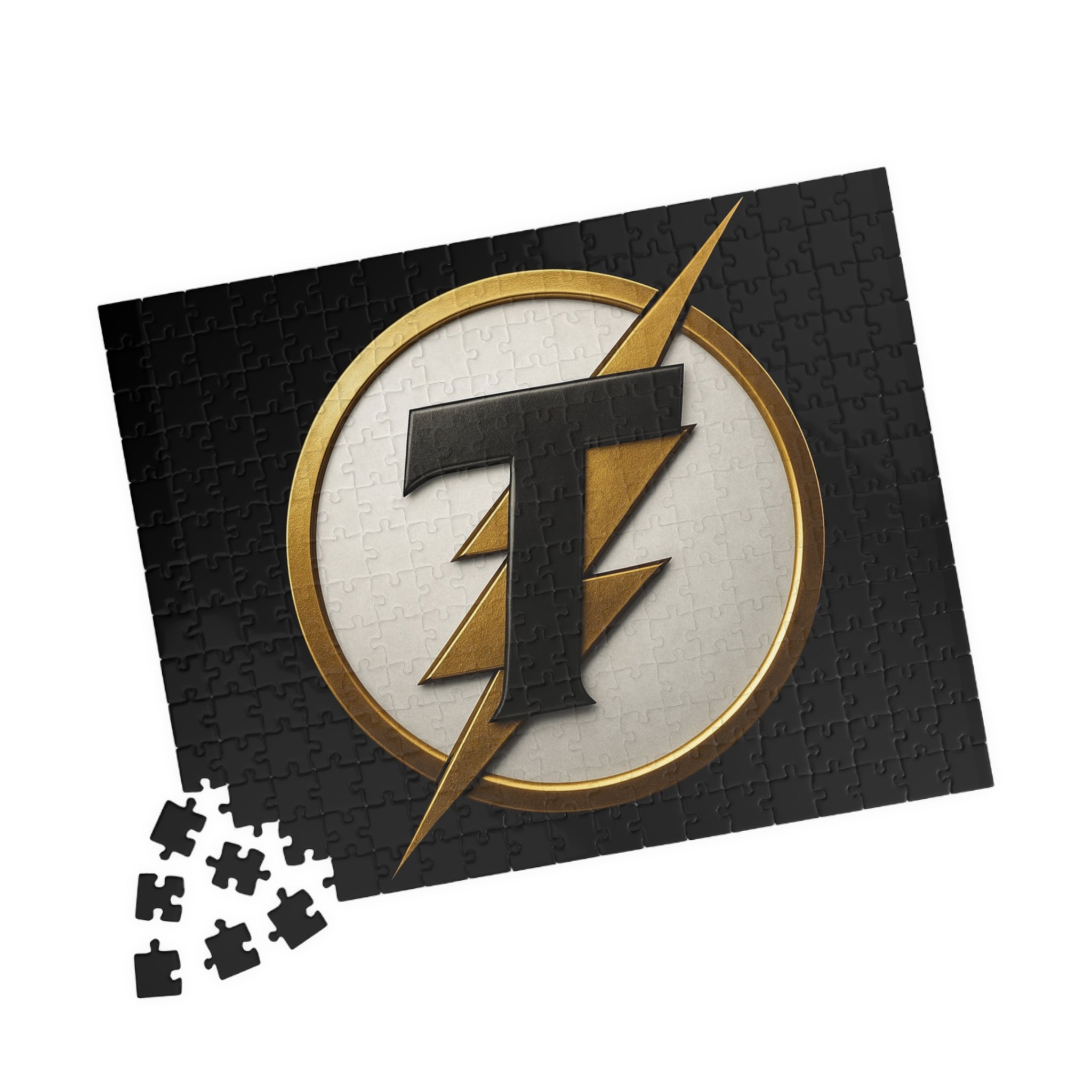 Gold Lightning Emblem Puzzle — 252/520/1014-Piece Decorative Jigsaw