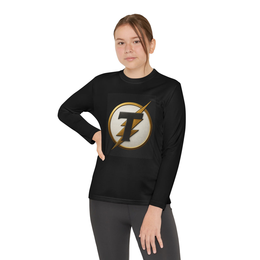 Youth Long Sleeve Tee — Gold Lightning 'T' Competitor Logo