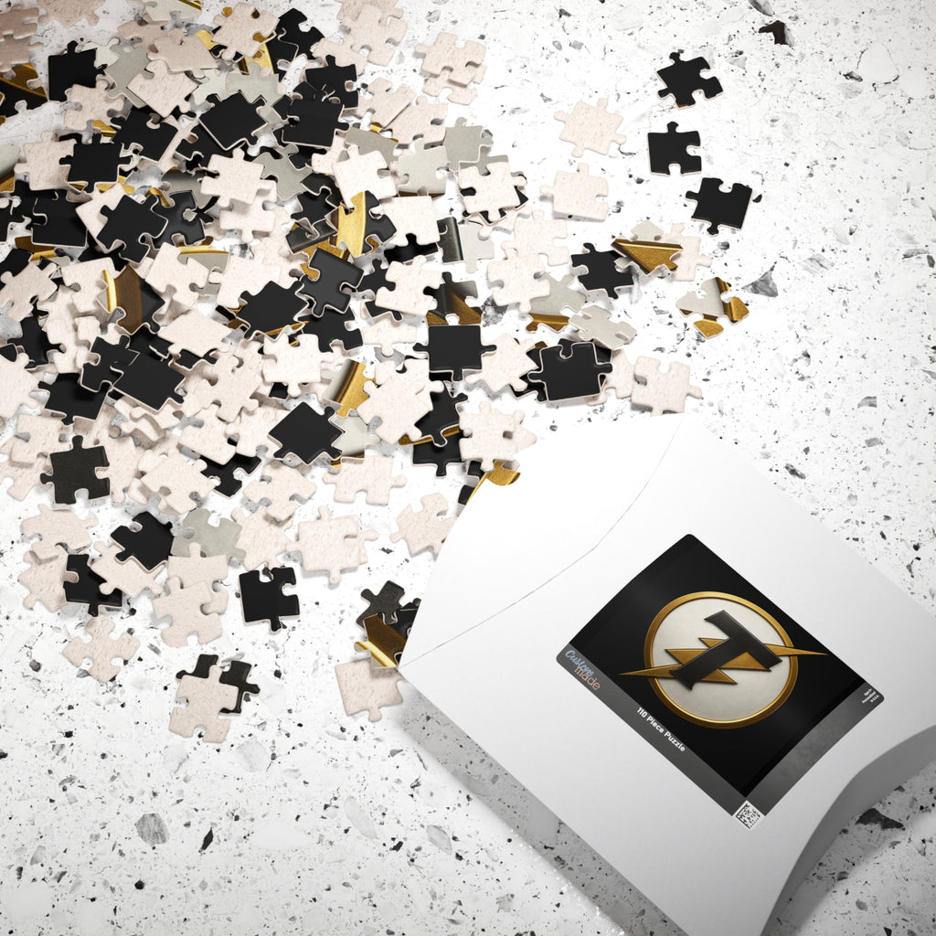 Gold Lightning Emblem Puzzle — 252/520/1014-Piece Decorative Jigsaw