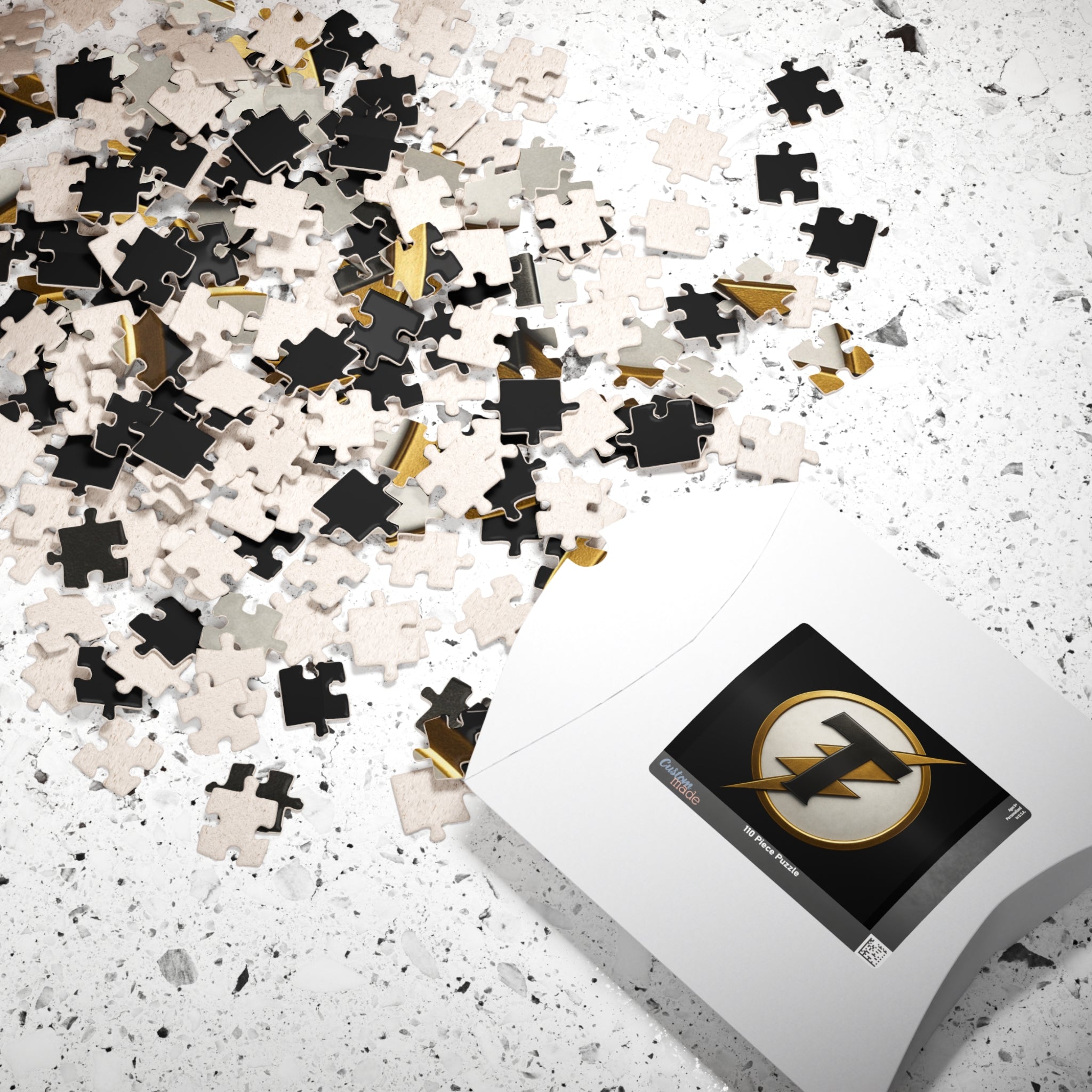 Gold Lightning Emblem Puzzle — 252/520/1014-Piece Decorative Jigsaw