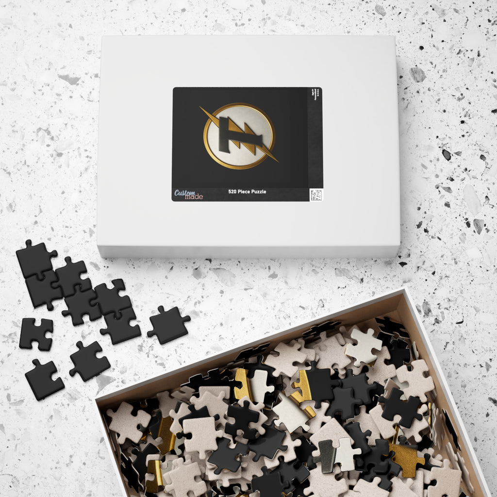 Gold Lightning Emblem Puzzle — 252/520/1014-Piece Decorative Jigsaw