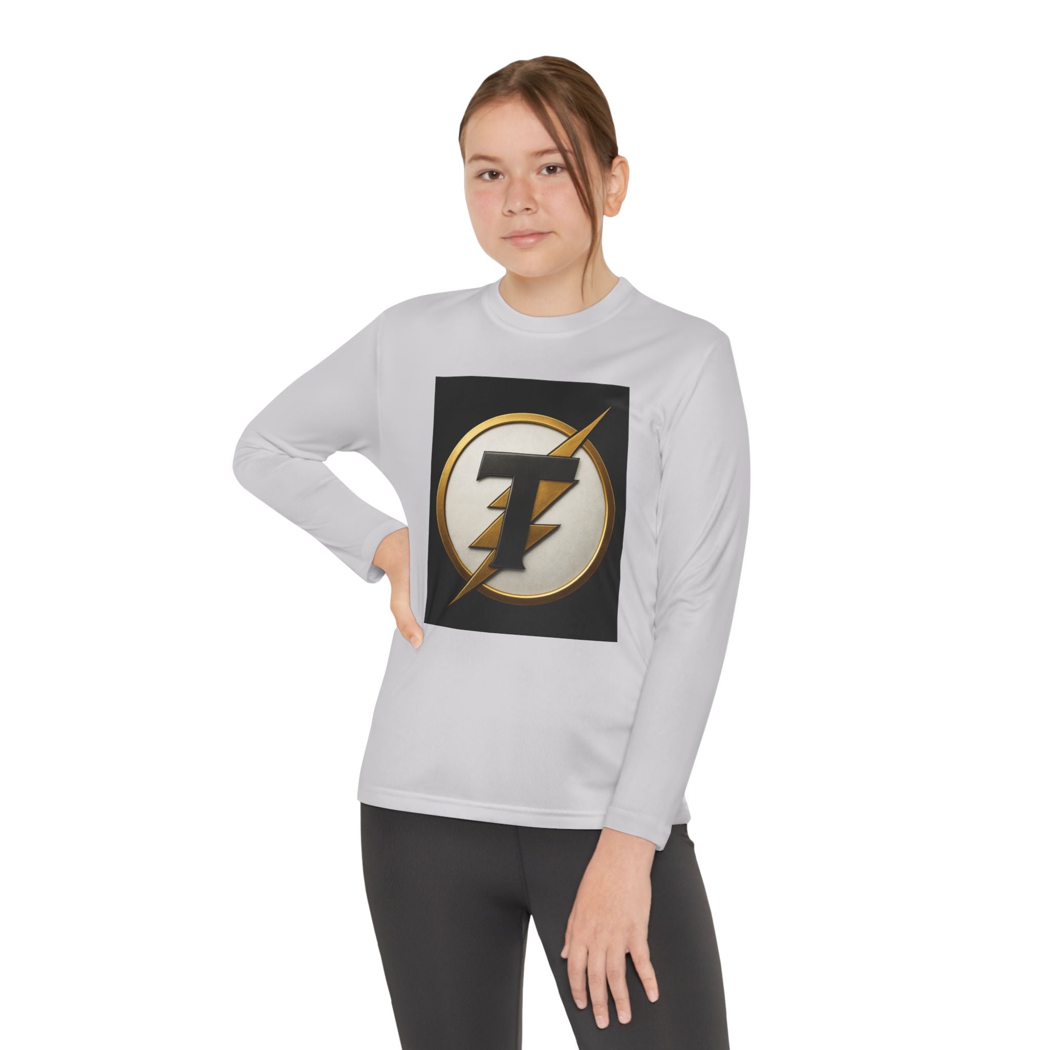 Youth Long Sleeve Tee — Gold Lightning 'T' Competitor Logo