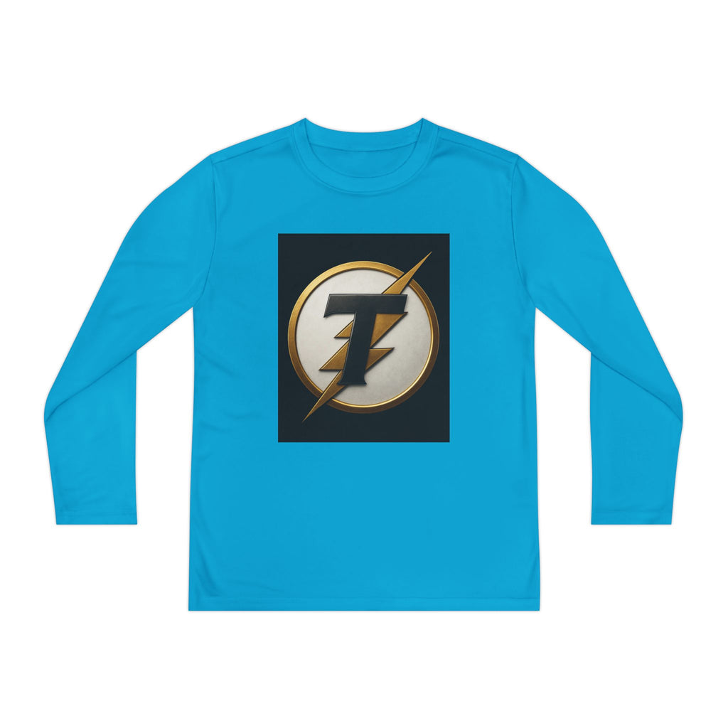 Youth Long Sleeve Tee — Gold Lightning 'T' Competitor Logo